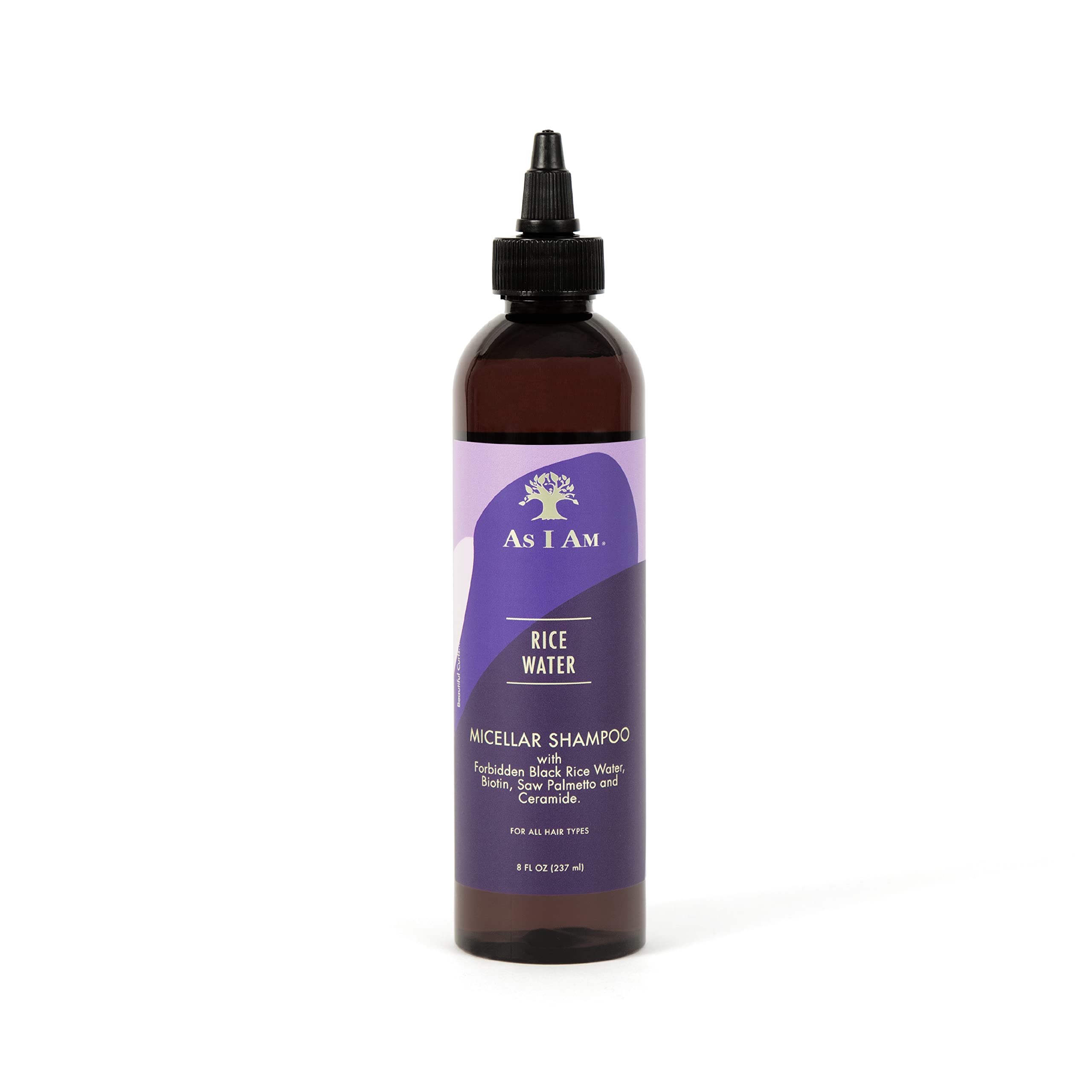As I Am Rice Water Shampoo 8 Oz - With Forbidden Black Rice, Saw Palmetto, Biotin - Gentle Cleanser - Moisturizing - Vegan & Cru