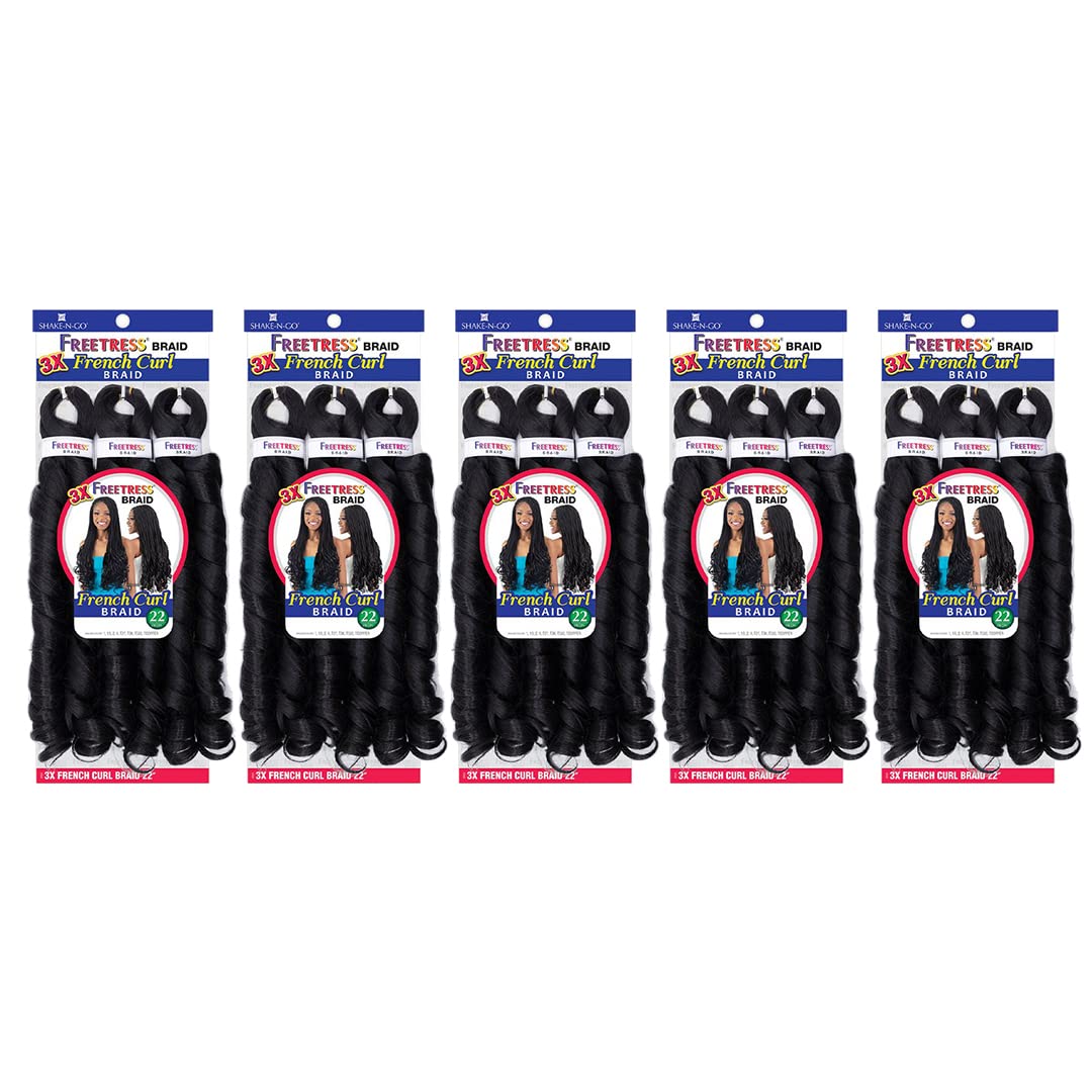 Freetress Braids 3X French Curl Braid 22'' (5 Pack, 1B)