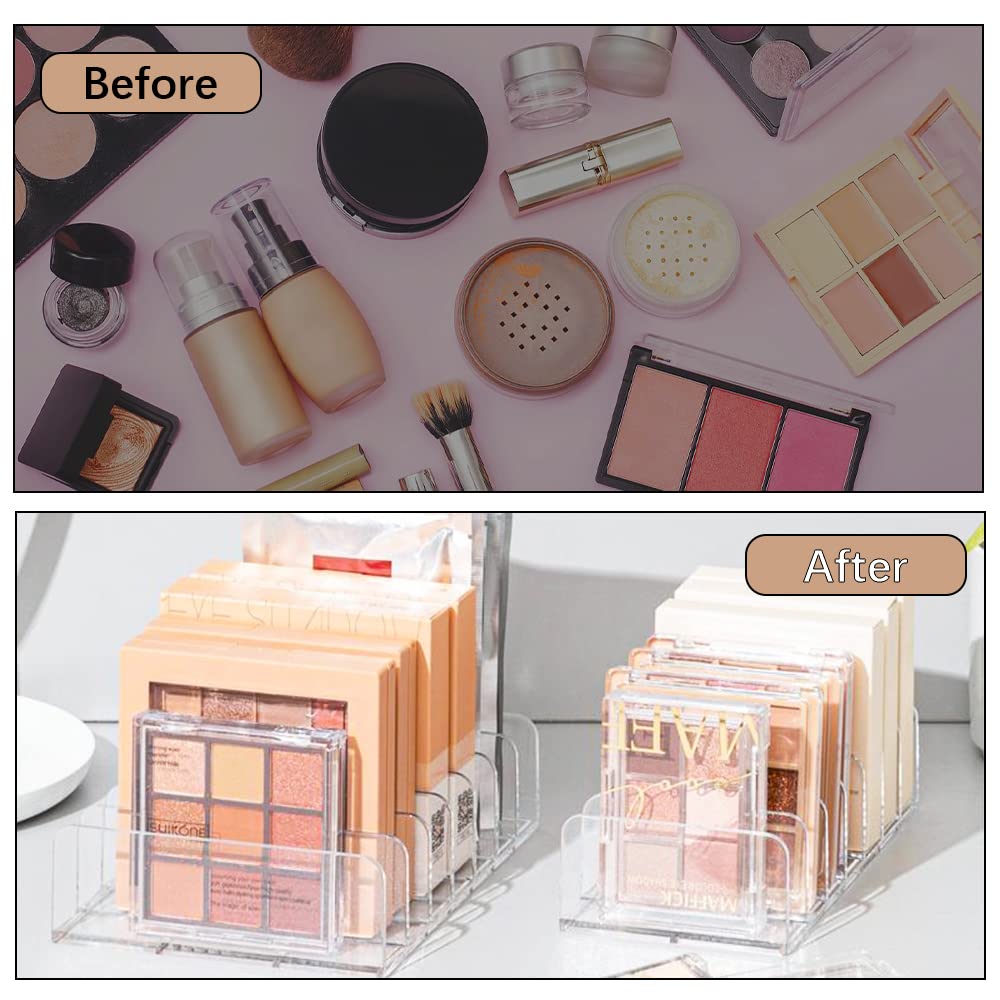 Fhdusryo 3Pcs Eyeshadow Palette Organizer, 7 Section Makeup Palette Organizer, 2 Acrylic Palette Organizer With 1 Lipstick Holde