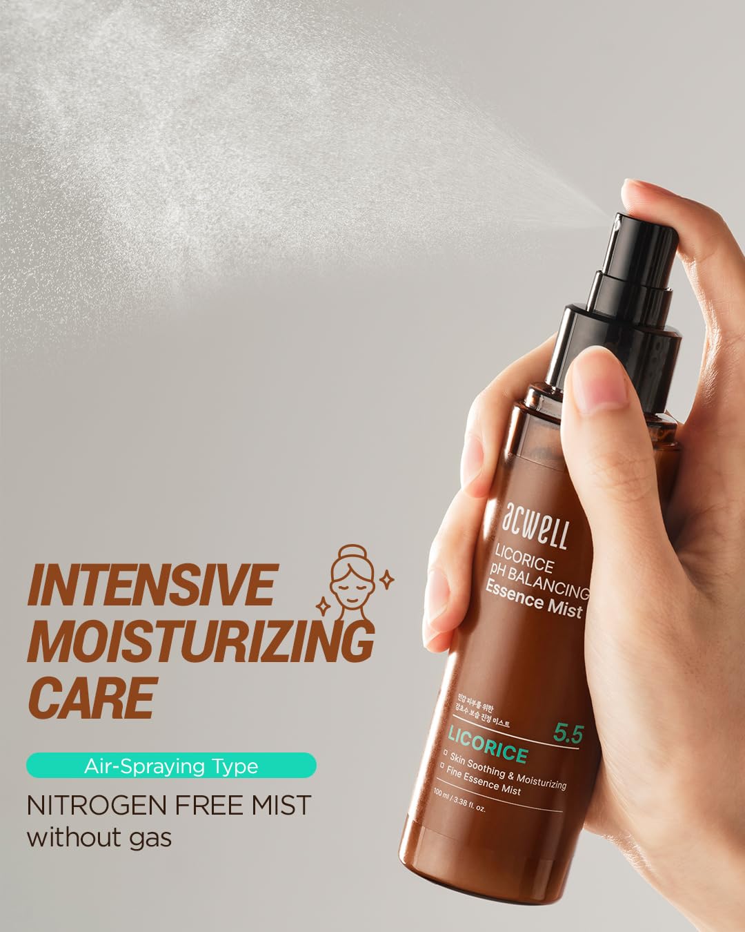 Acwell Licorice Ph Balancing Essence Hydrating Face Mist 3.38 Fl.Oz. - Soothing And Hydrating With Licorice Water For Instant Mo