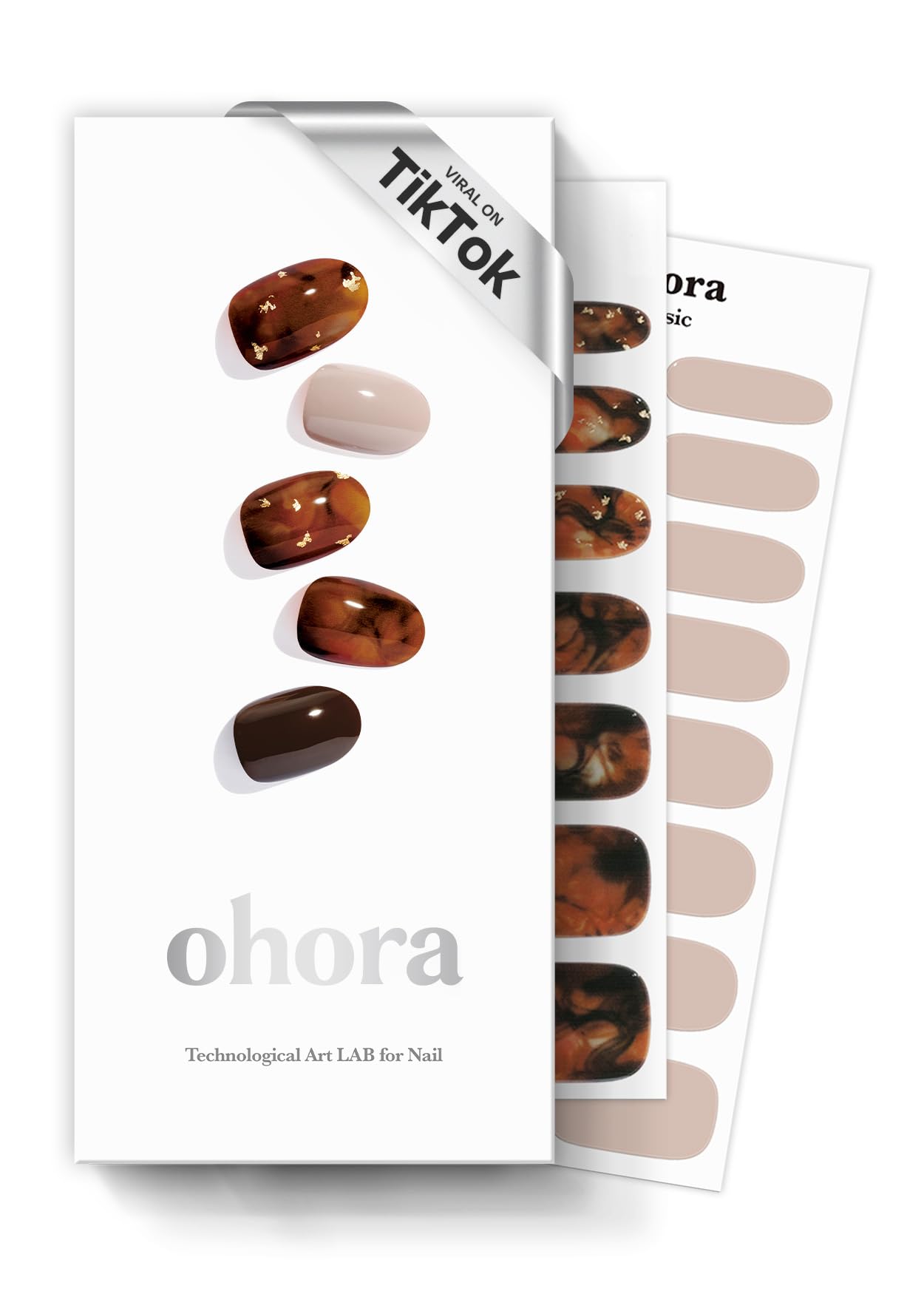 ohora Semi Cured Gel Nail Strips (N Brown Sugar) - Works with Any UV Nail Lamps, Salon-Quality, Long Lasting, Easy to Apply & Re