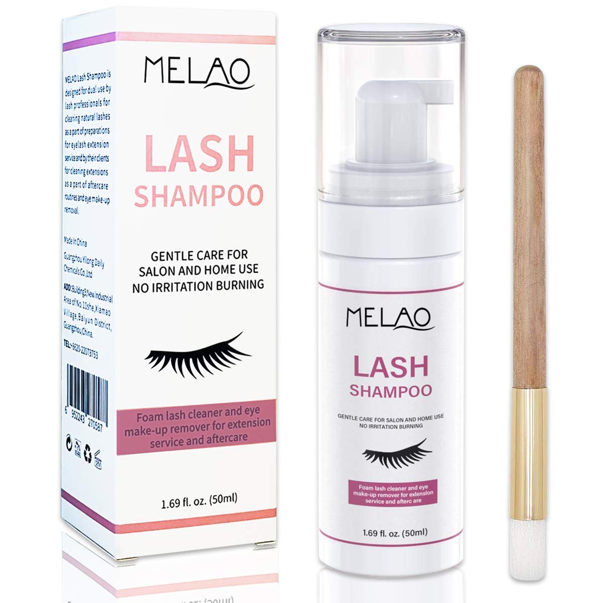 Eyelash Extension Cleanser Eyelid Foaming Cleanser Lash Foam Shampoo for Extensions, Oil, Paraben & Sulfate Free,100% Safe for N