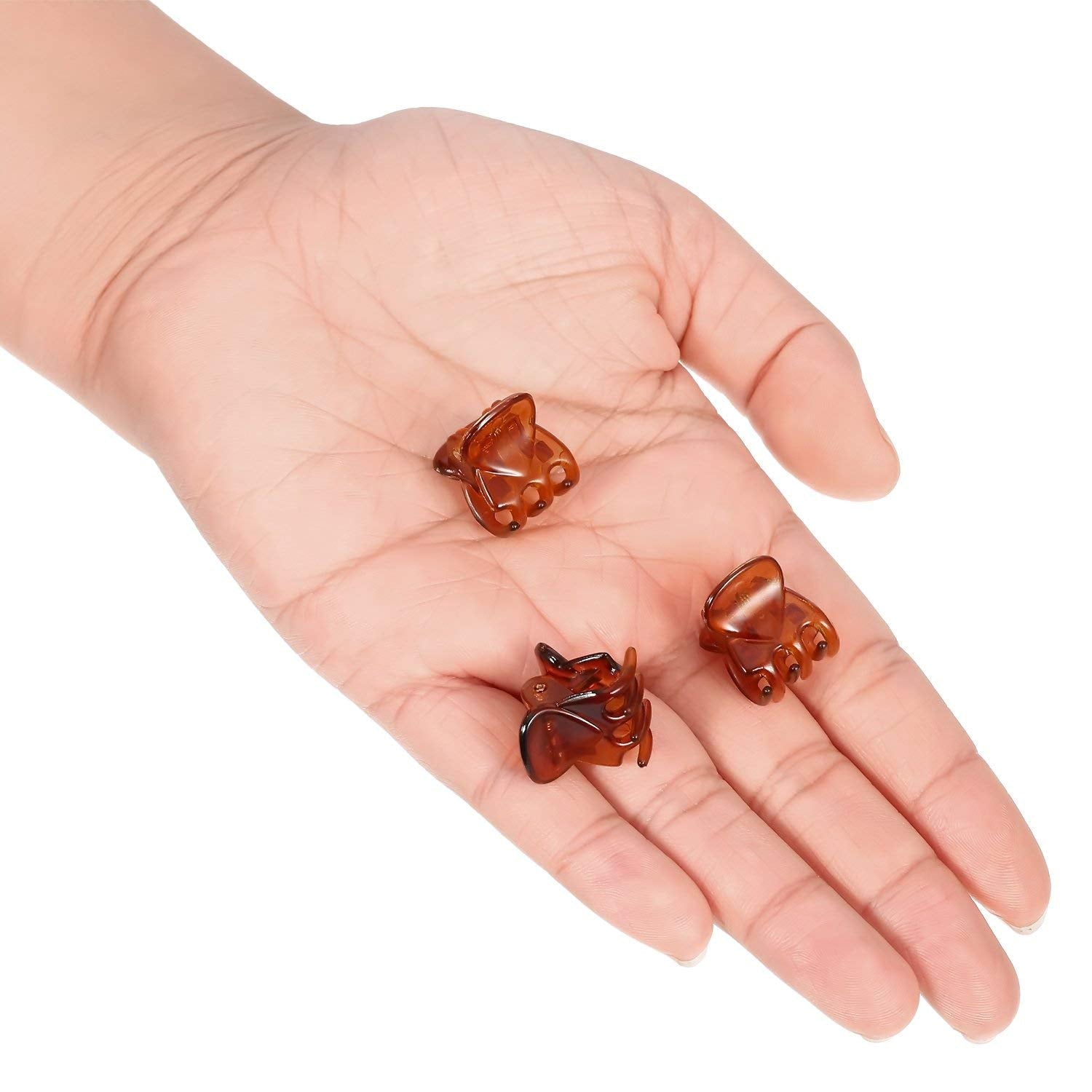 24 Pcs Small Mini Hair Clips Tiny Hair Claws Pins Clamps Plastic For Women Hair (Brown)