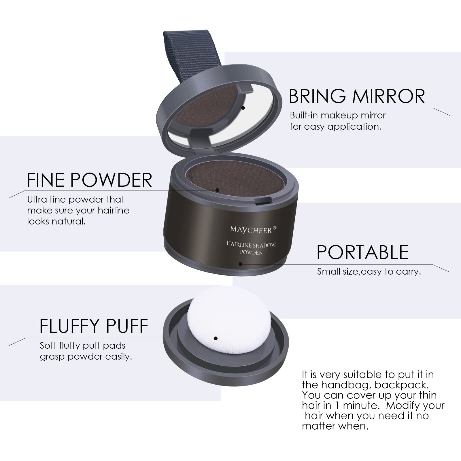 Freeorr Root Touch Up Powder - Hairline Shadow For Thinning Hair, Gray Coverage For Women And Men - Dark Maroon