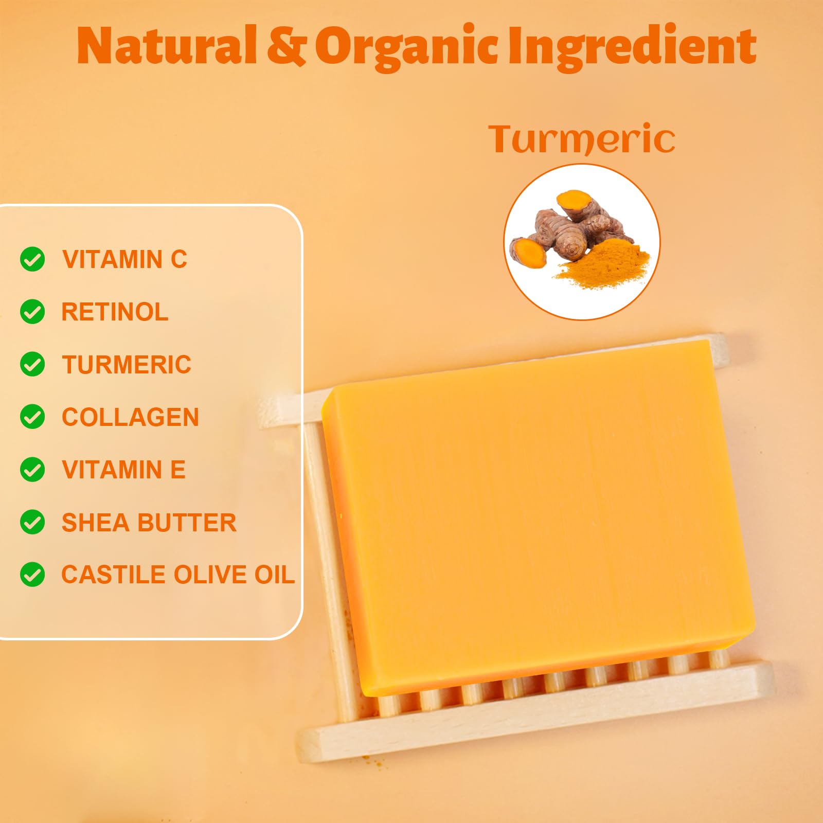 Mr.A 3Packs Turmeric Soap Bar, Organic Tumeric Soap For Face And Body, Lemon Turmeric Bar Soap With Vitamin C, E For All Skin Ty