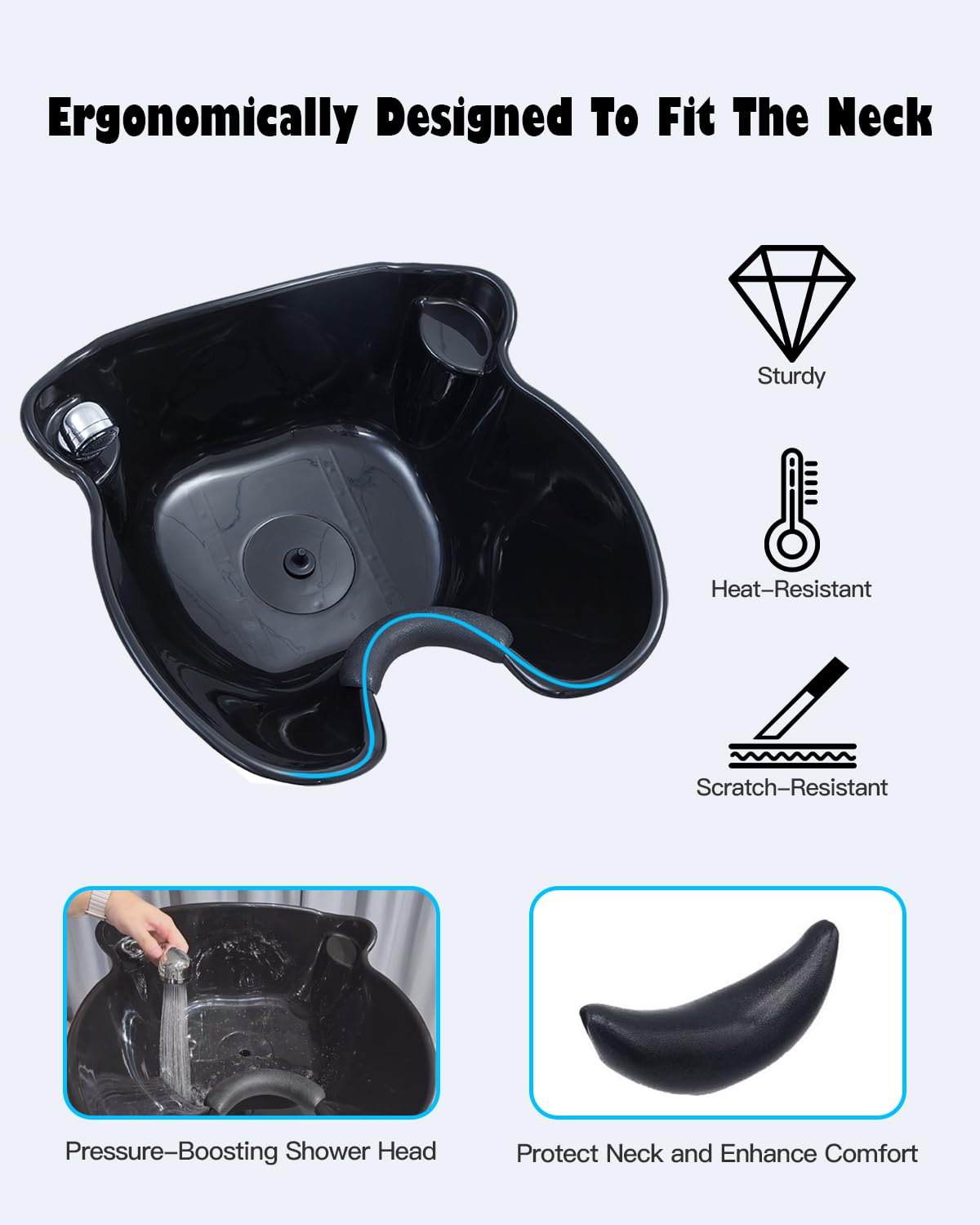 Electric Portable Shampoo Bowl Hair Washing Station, Hair Washing Tray For Sink At Home, Portable Salon Sink Hair Wash Basin For