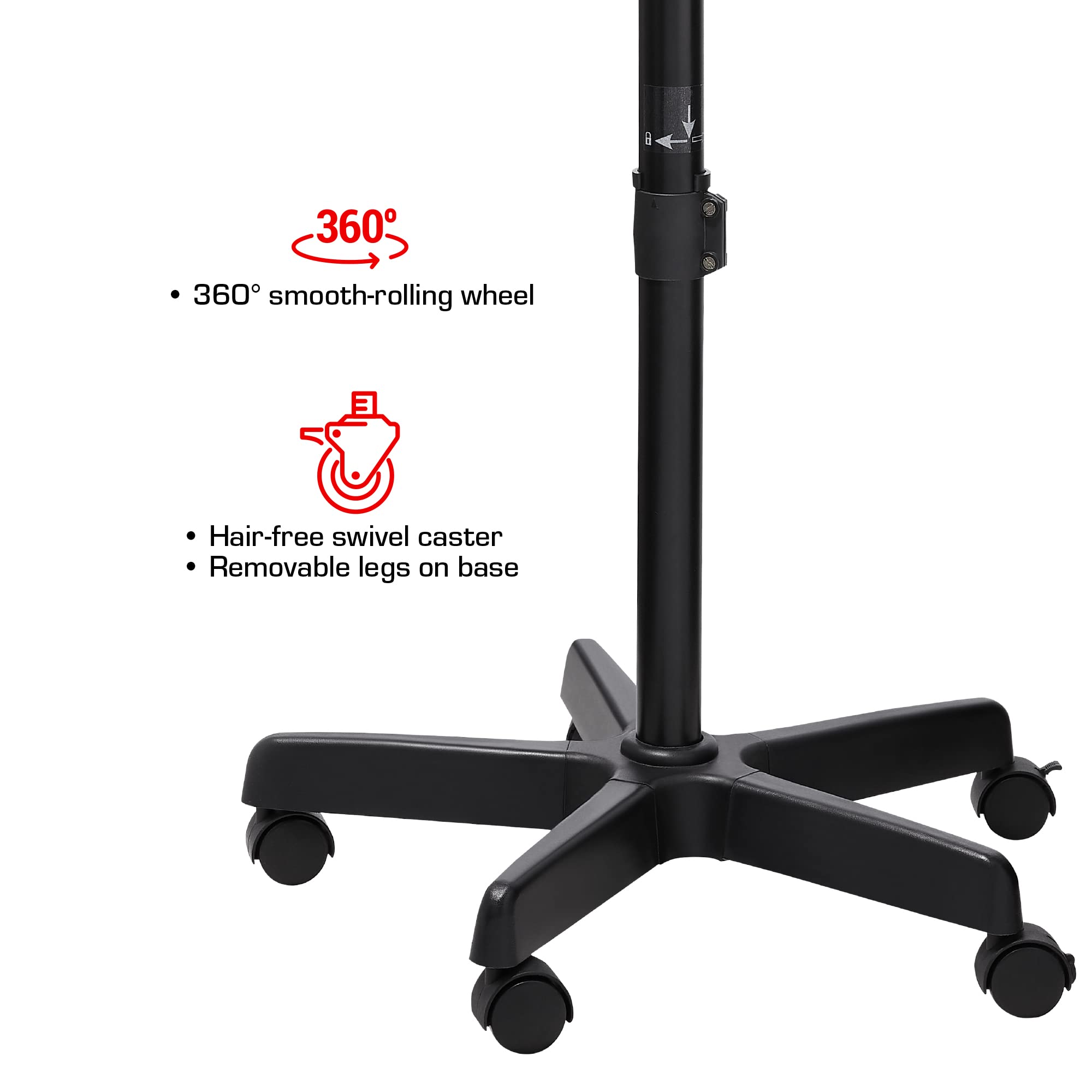 Red By Kiss 3000 Ceramic Stand Hood Dryer With Digital Timer, Adjustable Height, 360 Wheels, 3 Temp Settings, Quick Drying, Comf