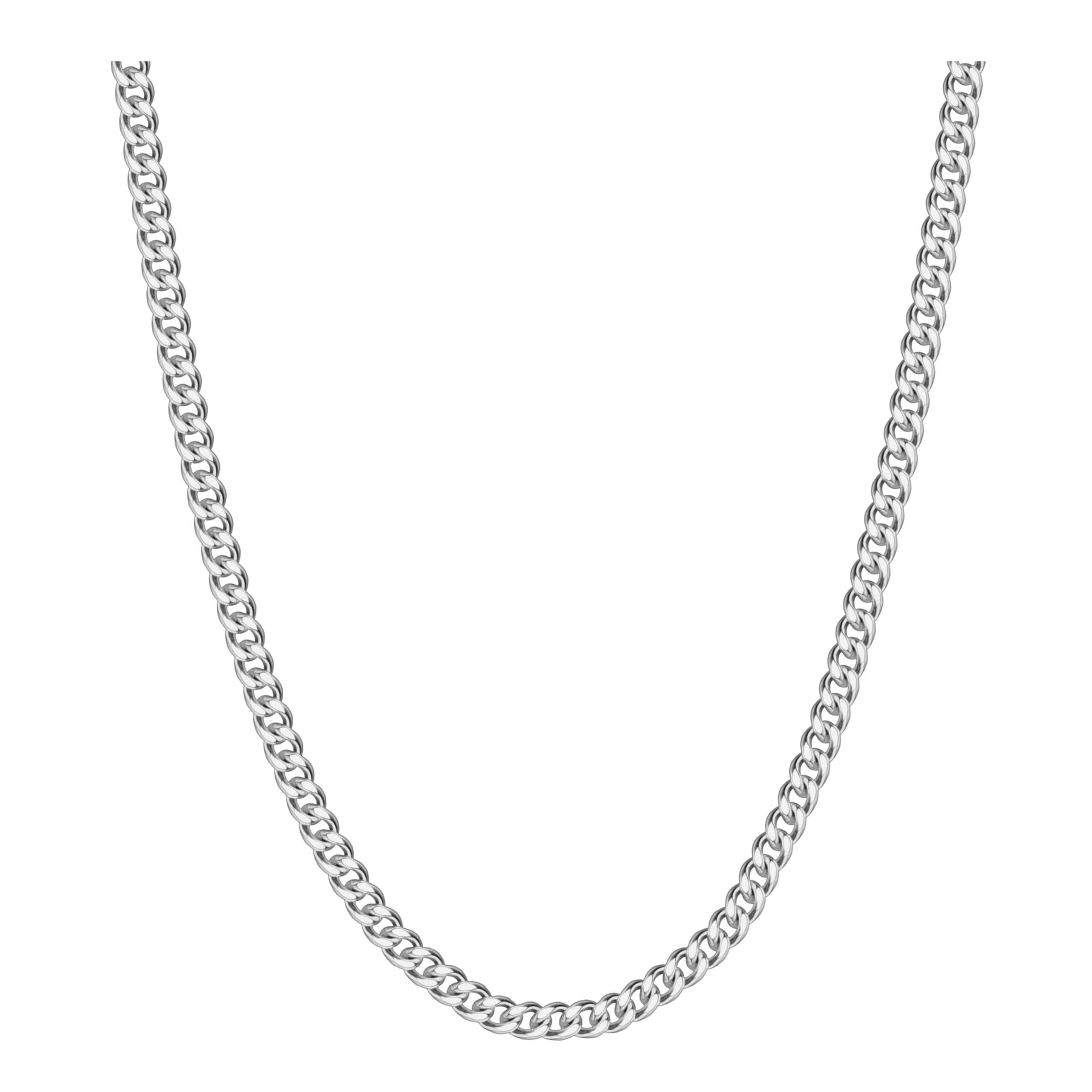 Reoxvo Silver Chain for Men, Silver Necklaces Mens 5 mm Cuban Link Chain for Men 20 inch Stainless Steel Chain Necklace Jewelry 