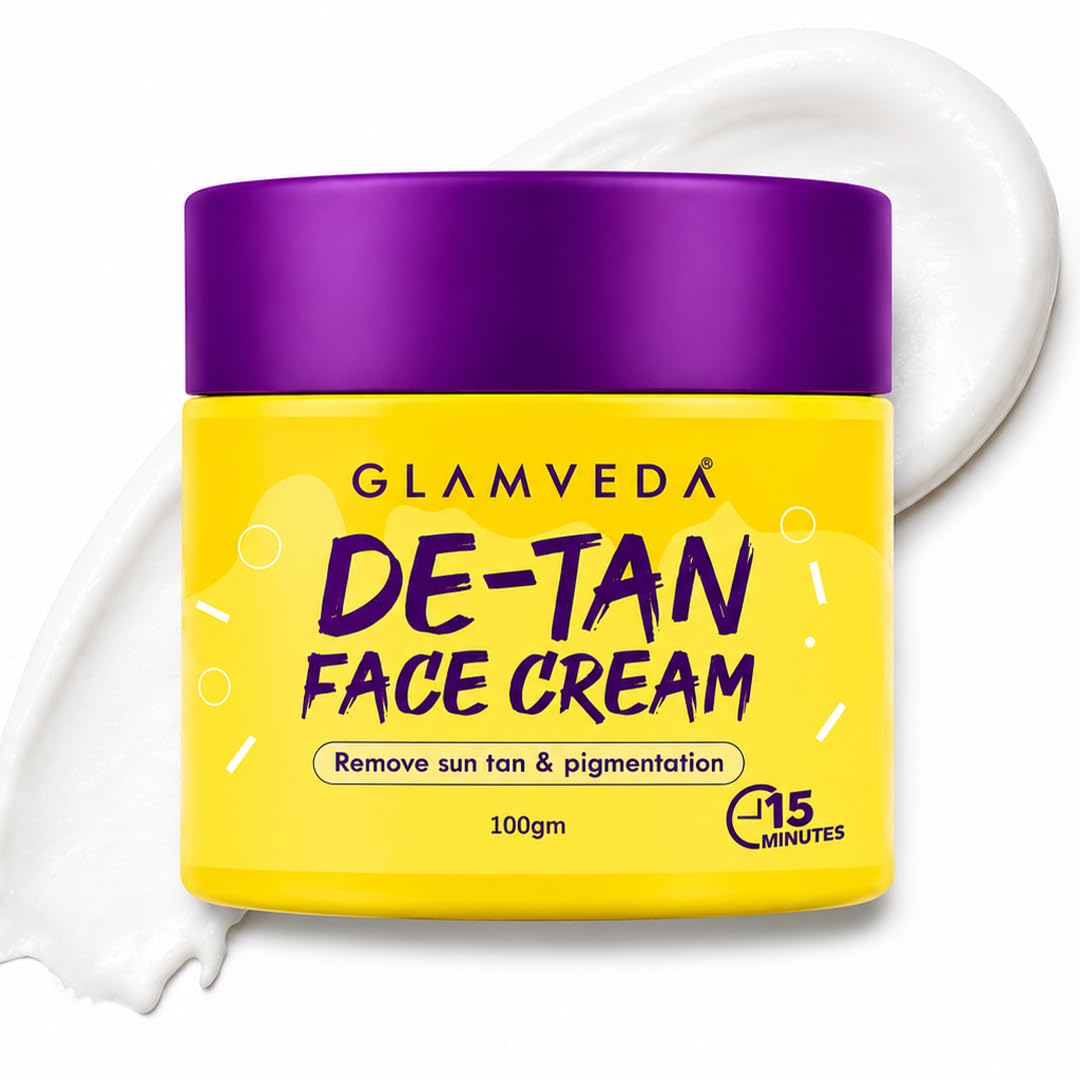 Glamveda De Tan Cream Mask For Men & Women | Kojic Acid Face Pack For Tan Removal, Pigmentation & Sun Damage Care | Instant Brig