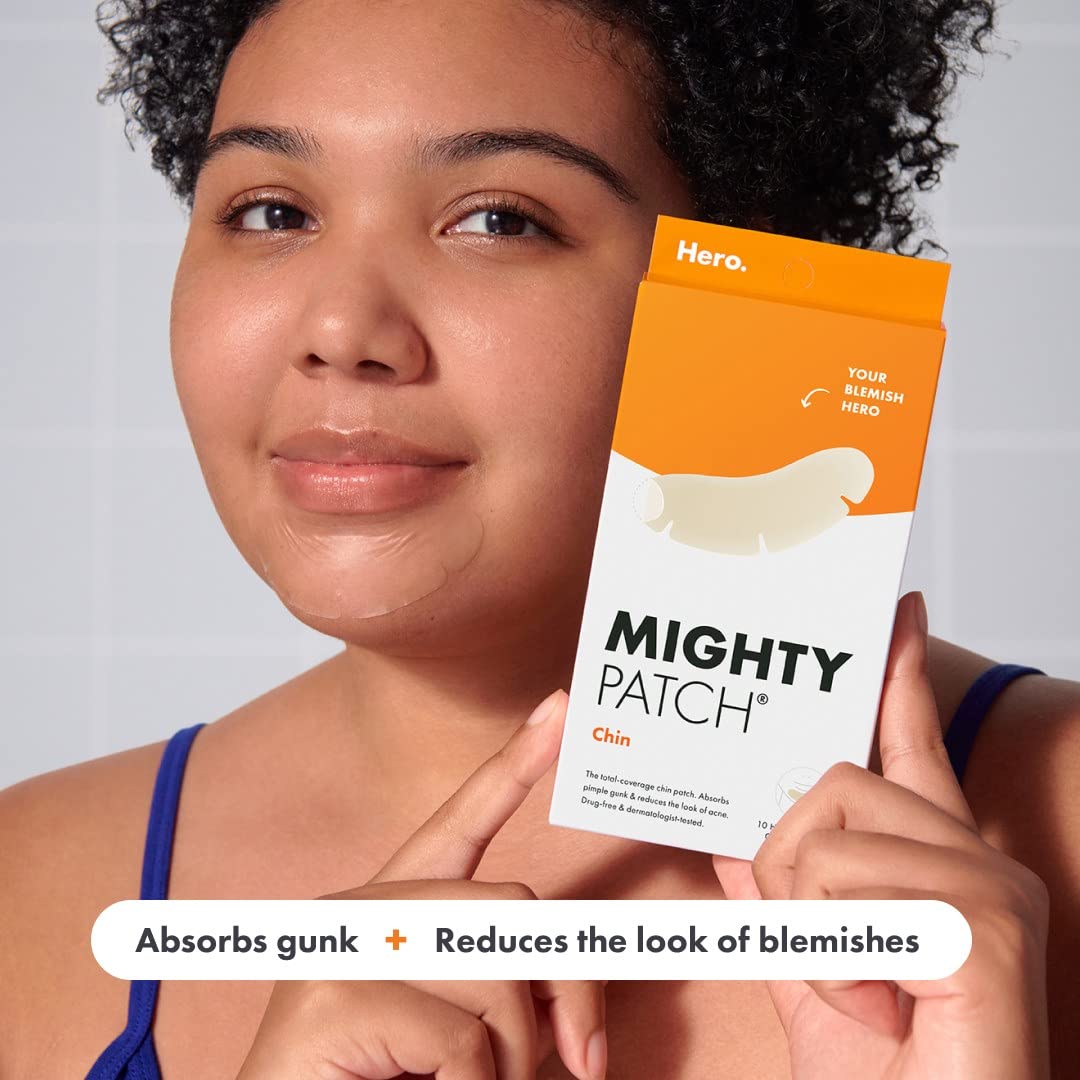 Mighty Patch Chin Patch From Hero Cosmetics - Xl Contoured Hydrocolloid Chin Patch For Blemishes And Pimples, Non-Irritating, Ve