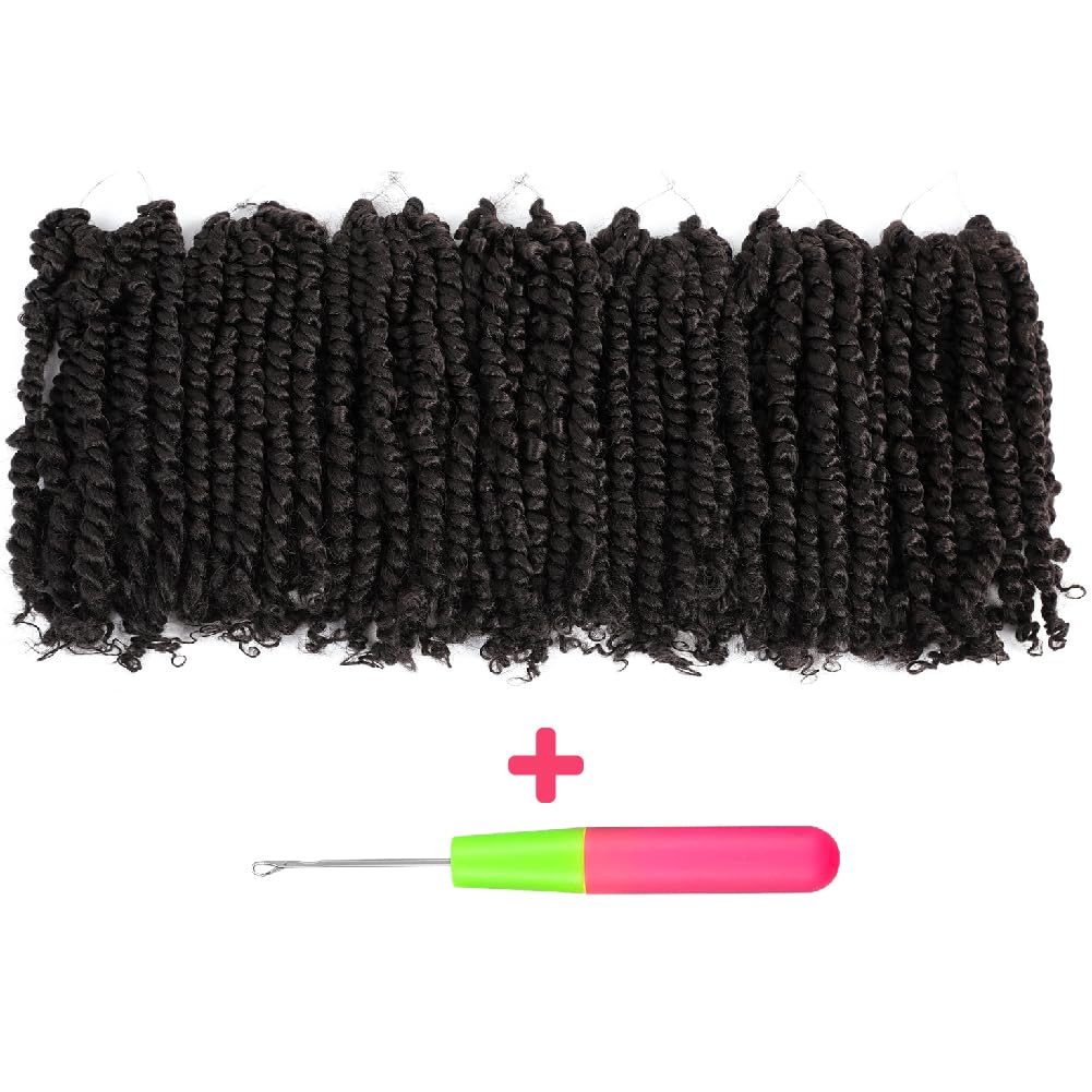 The BOHOBABE Pre-twisted Passion Twist Crochet Hair 6 Inch Short Pre-looped Crochet Passion Twist Braiding Hair 8 Packs (4#)
