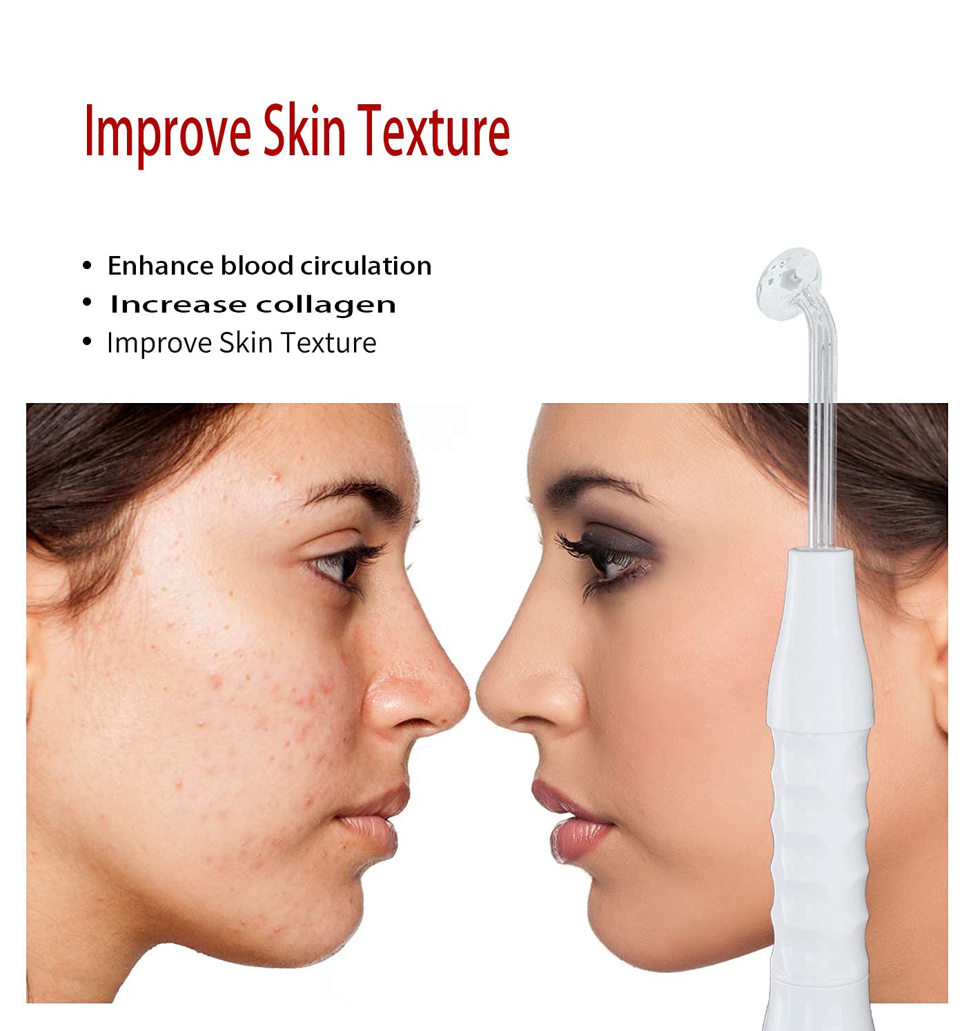 High Frequency Facial Wand/Machine With 5 Argon Parts Skin Care Tool For Wrinkles Reducing Face Skin Tightening.