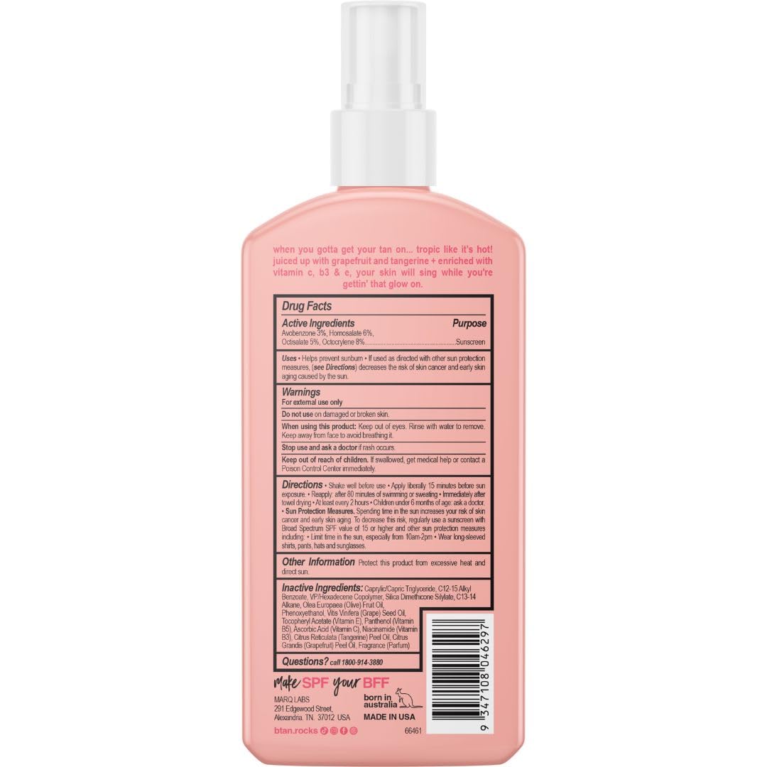 b.tan SPF 15 Deep Dry Spray Tanning Oil | Tropic Like It's Hot - Keeps Skin Hydrated & Hot from Grapefruit, Tangerine, Vitamins