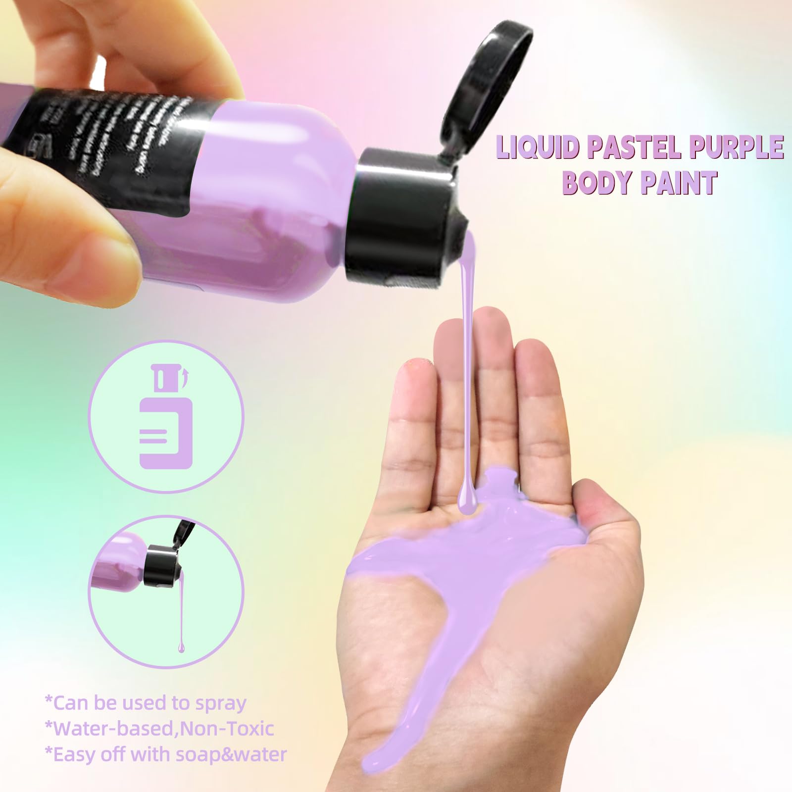 Go Ho Pastel Purple Face Body Paint(2.1 oz),Pastel Purple Makeup Water Based Face Paint and Body Paint for Airbrush Makeup Speci