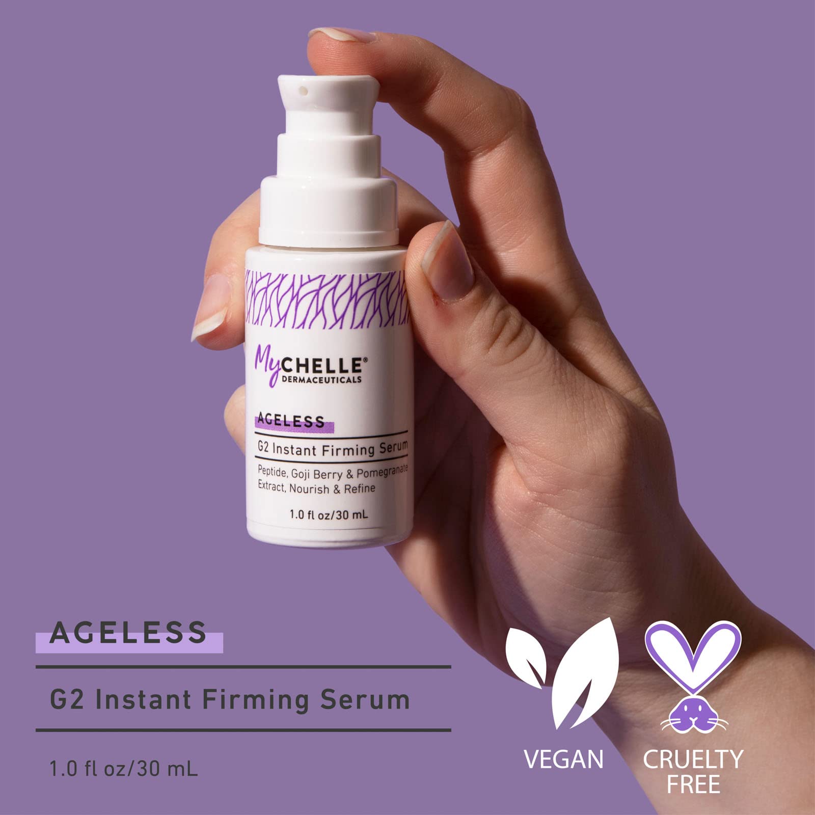 MyCHELLE Dermaceuticals G2 Instant Firming Serum, 1 Fl Oz - Skin Firming Serum with Peptide, Goji Berry & Pomegranate Extract to