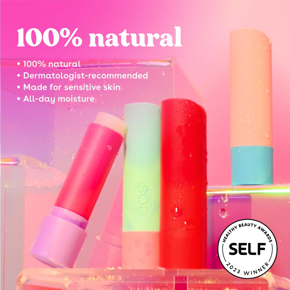 Eos 100% Natural Lip Balm- Watermelon Fros  , Dermatologist Recommended For Sensitive Skin, All-Day Moisture Lip Care, 0.14 Oz