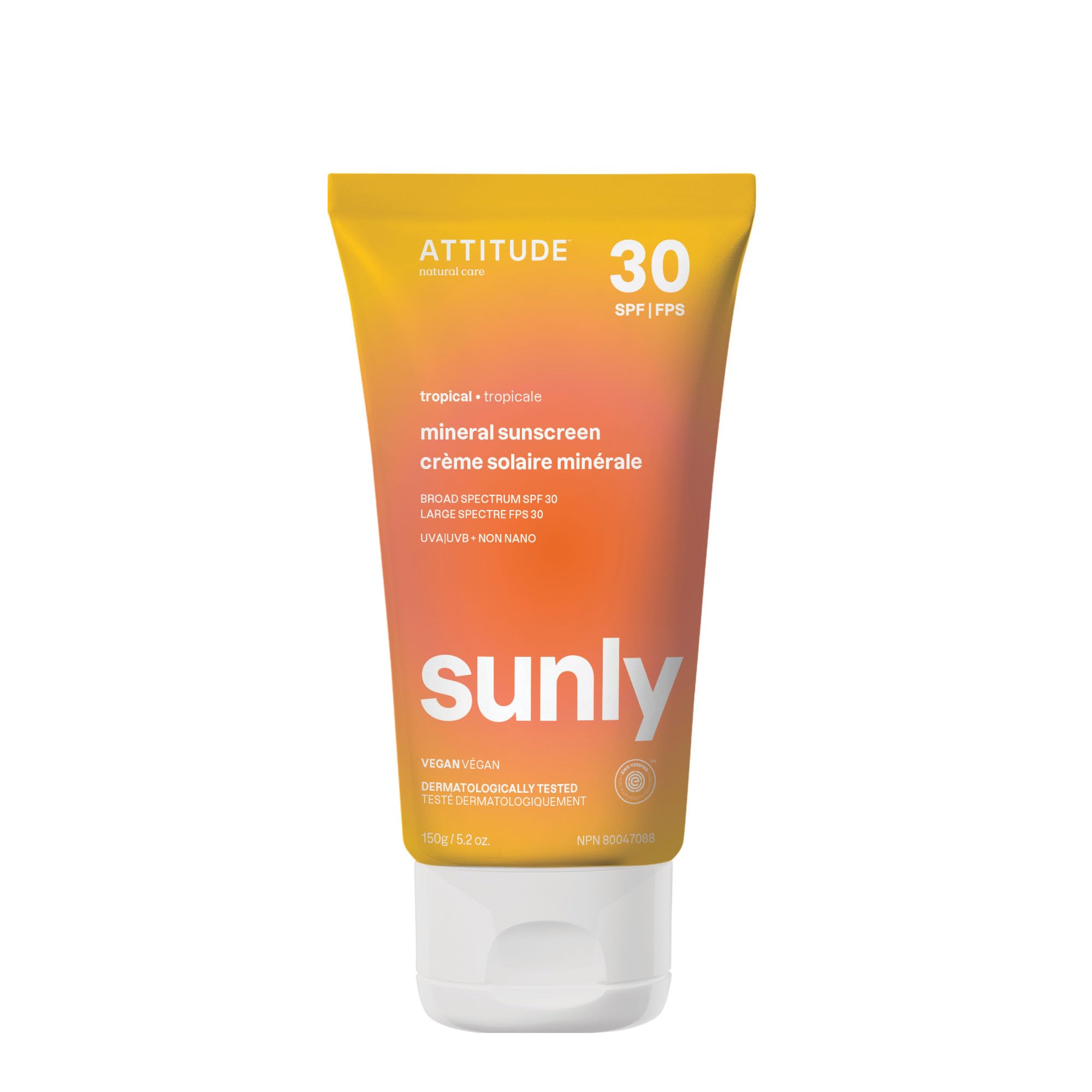 Attitude Mineral Sunscreen With Zinc Oxide, Spf 30, Ewg Verified, Broad Spectrum Uva/Uvb Protection, Dermatologically Tested, Ve