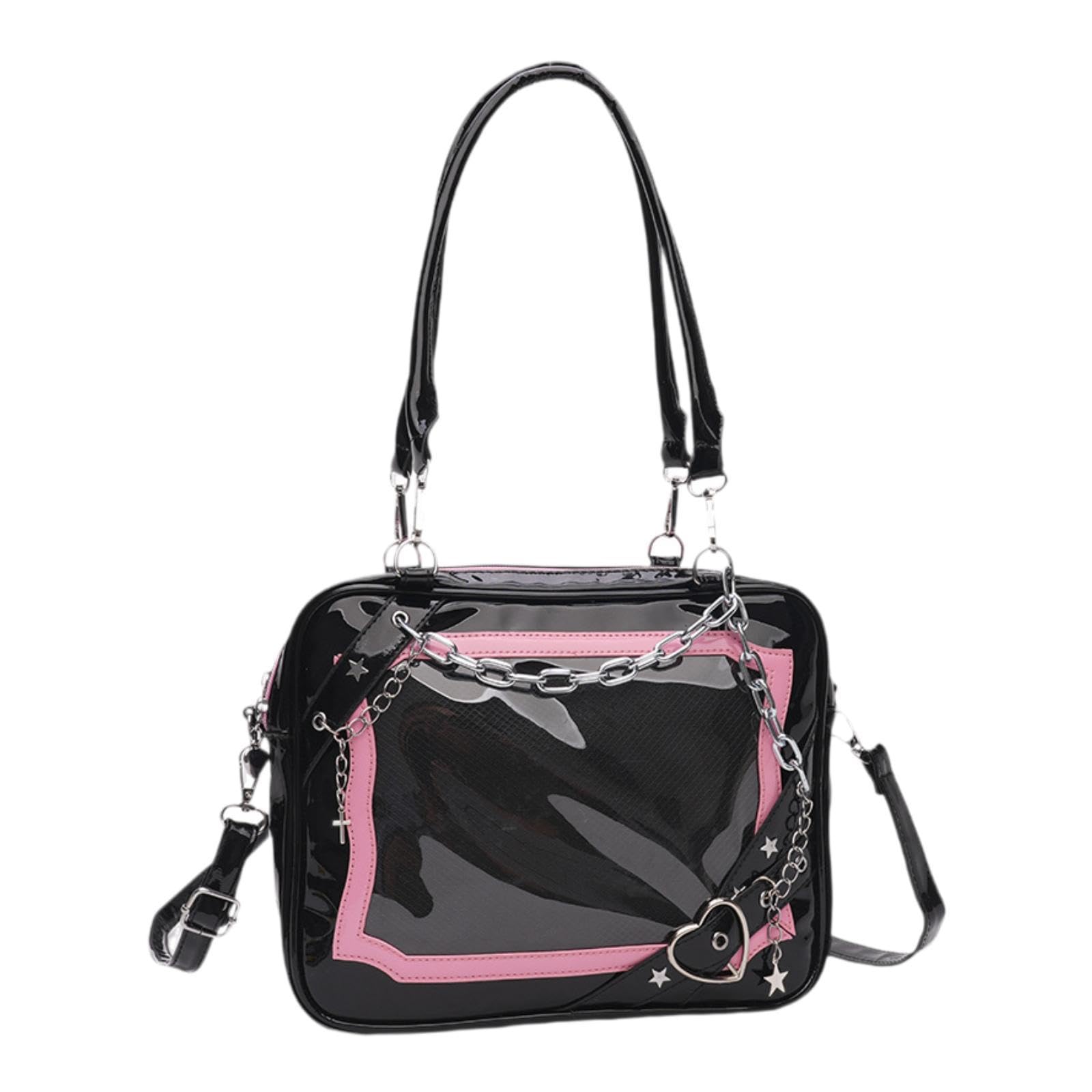 Atorse Women Shoulder Bag Travel Bag Gift Shoulder Purse For Working Outdoor Dating Black Pink