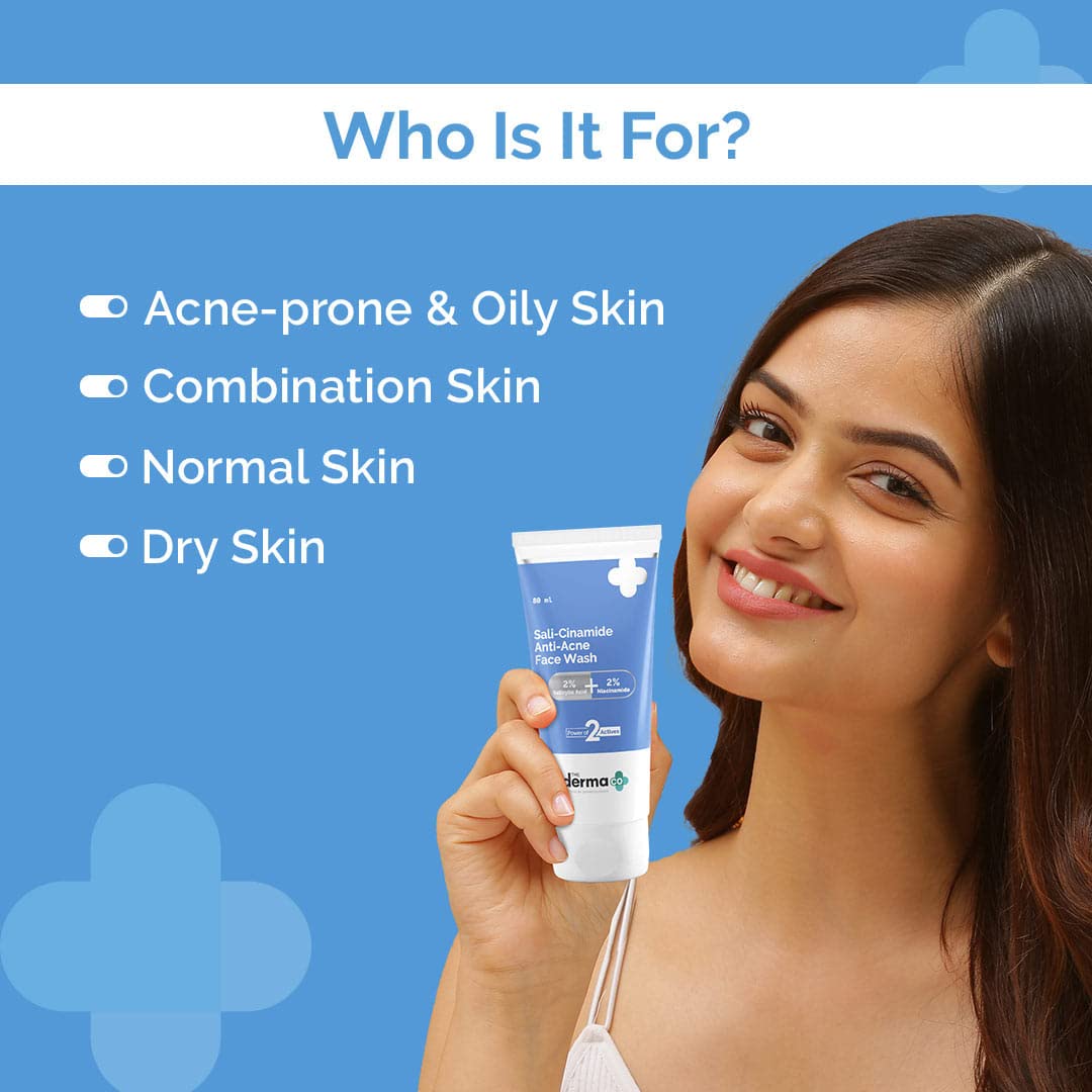 The Derma Co Sali-Cinamide Anti-Acne Face Wash | with 2% Salicylic Acid & 2% Niacinamide | Helps Reduce Acne & Acne Marks | Deep