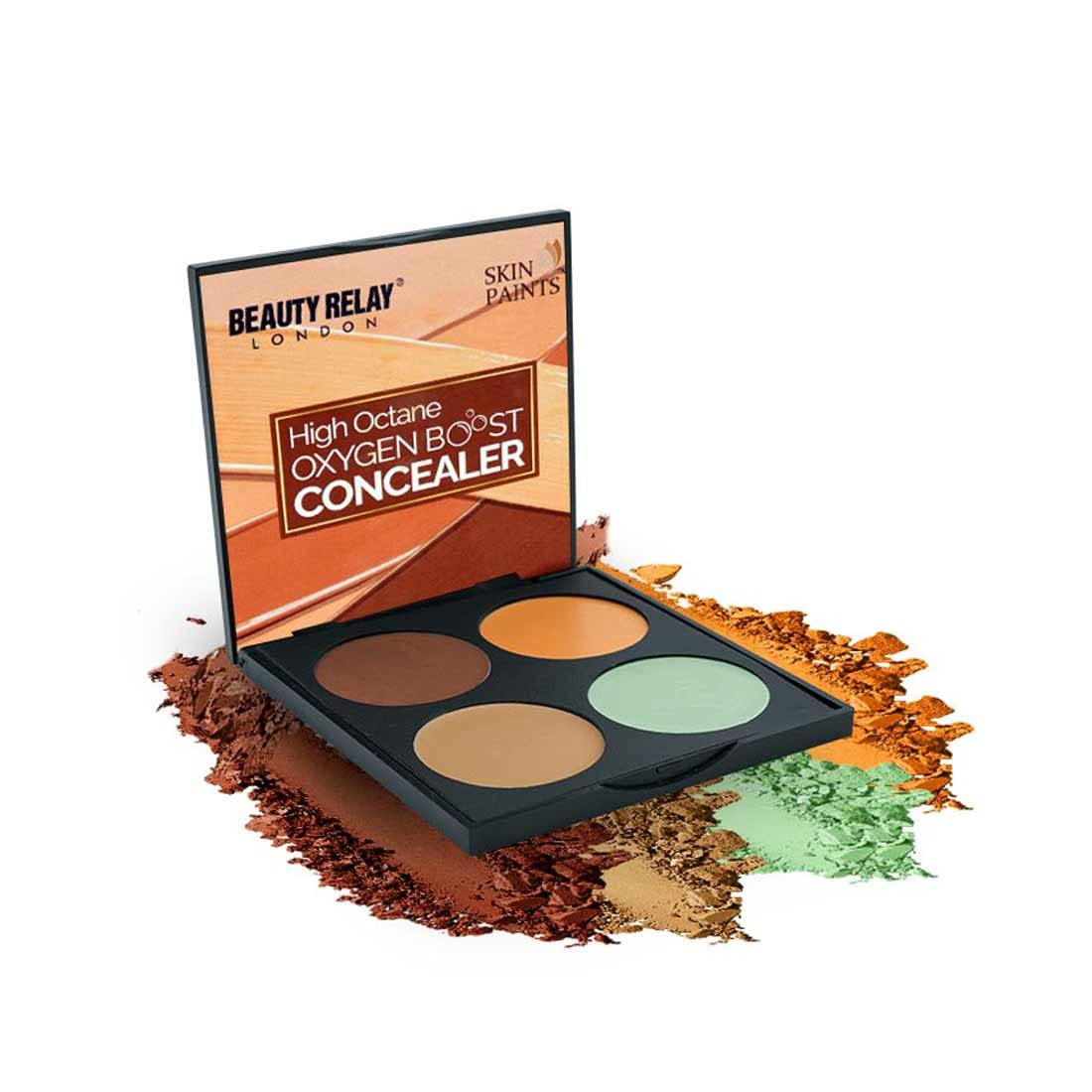 Beautyrelay London  Skin Paints High Octane Oxygen Boost Cream Concealer  Full Coverage 4In1 Makeup Concealer Palette, Cream