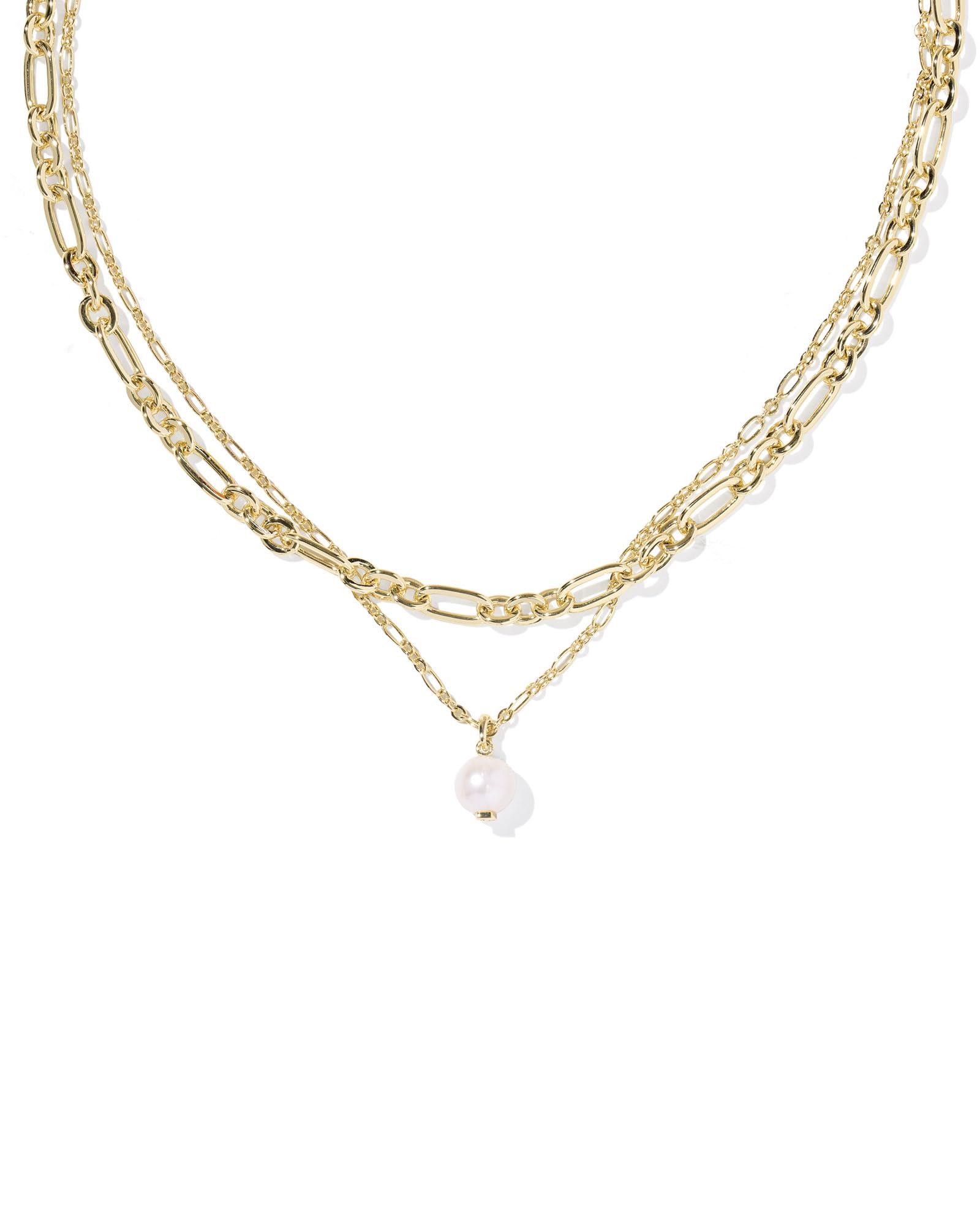 Kendra Scott Ashton Multi Strand Necklace, 14K Gold-Plated Brass, Fashion Jewelry for Women, Freshwater Cultured Pearl