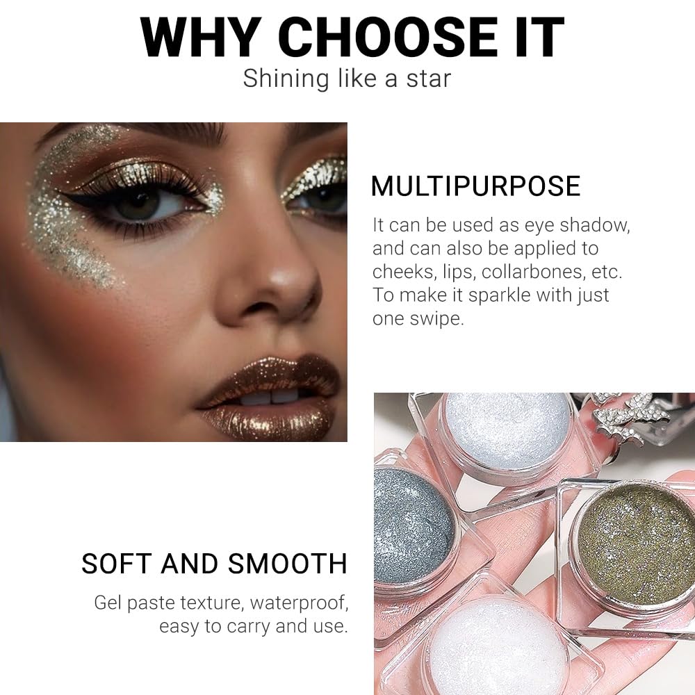 Eyeshadow Single Shimmer, High-Pigment Monochrome Eye Shadow Pressed Powder, Everyday Velvety Silky Eye Makeup Looks, Profession