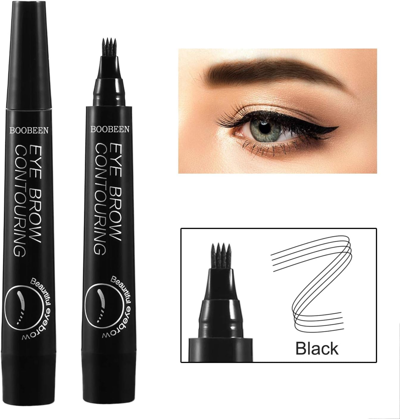 Boobeen Waterproof Eyebrow Pen - Microblading Eyebrow Pencil With A Micro-Fork Tip Applicator - Creates Natural Looking Brows Ef