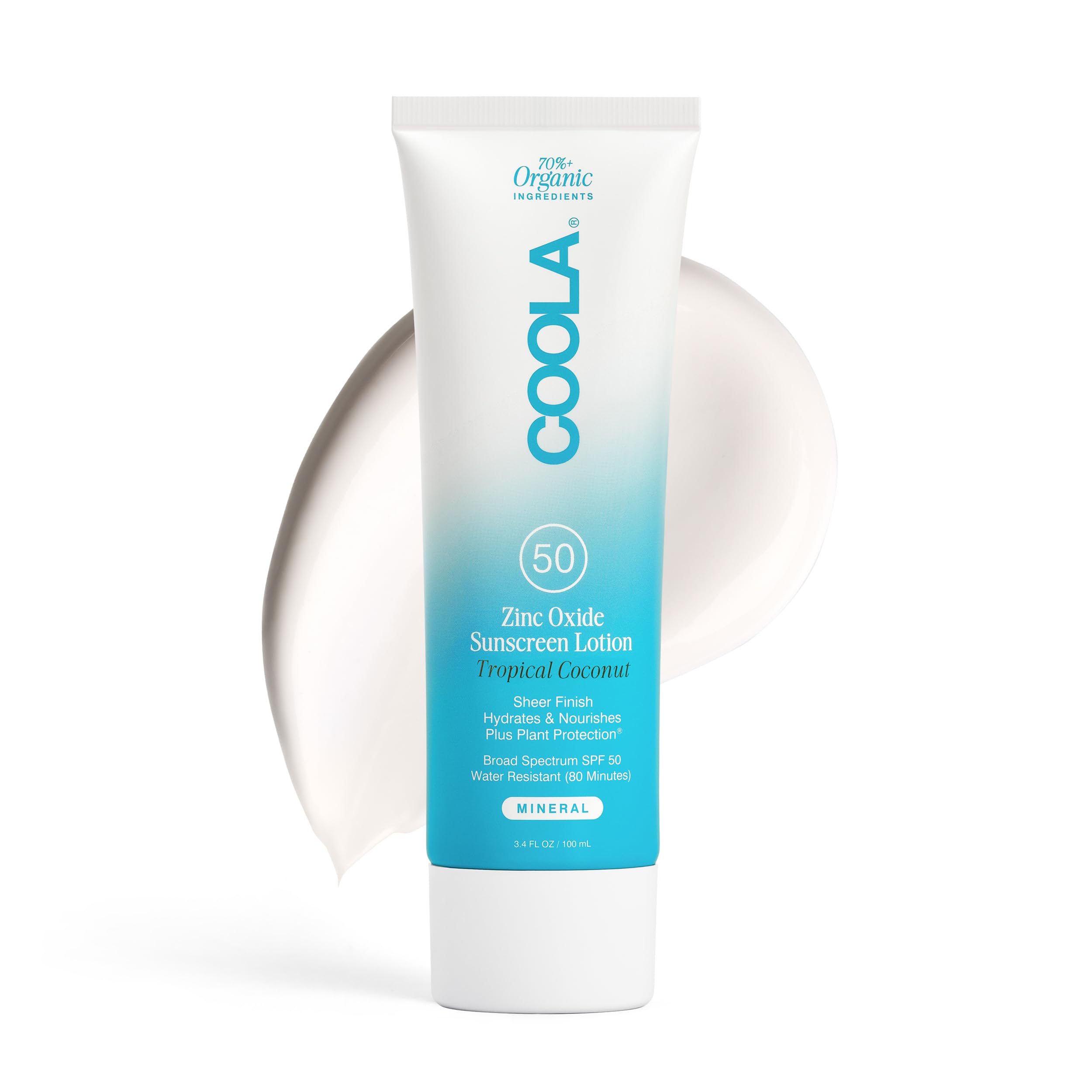 COOLA Organic Mineral Sunscreen & Sunblock Body Lotion, Skin Care for Daily Protection, Broad Spectrum SPF 30, Tropical Coconut,