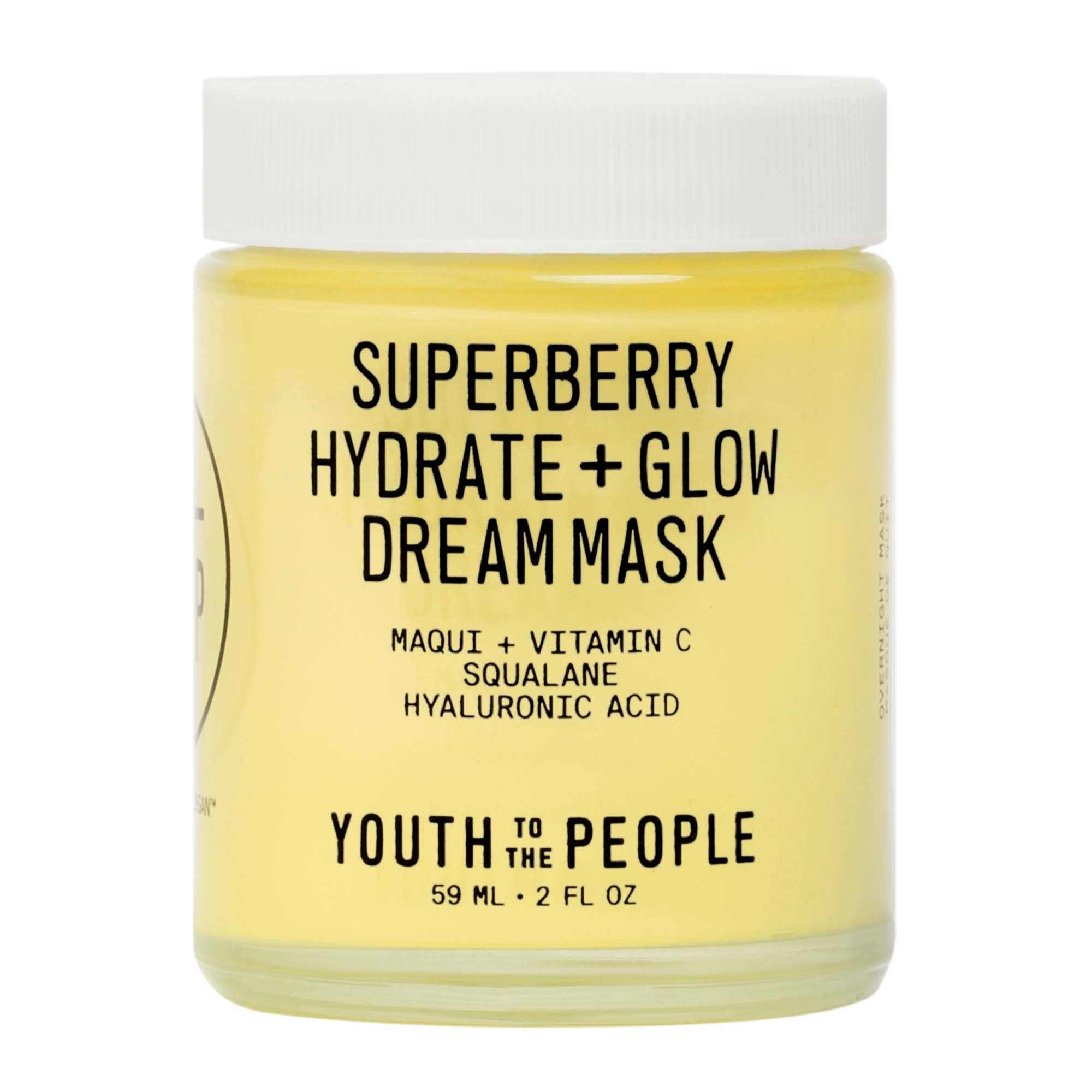 Youth To The People Superberry Glow Dream Mask - Brightening Overnight Face Mask + Hyaluronic Acid Night Moisturizer with Vitami
