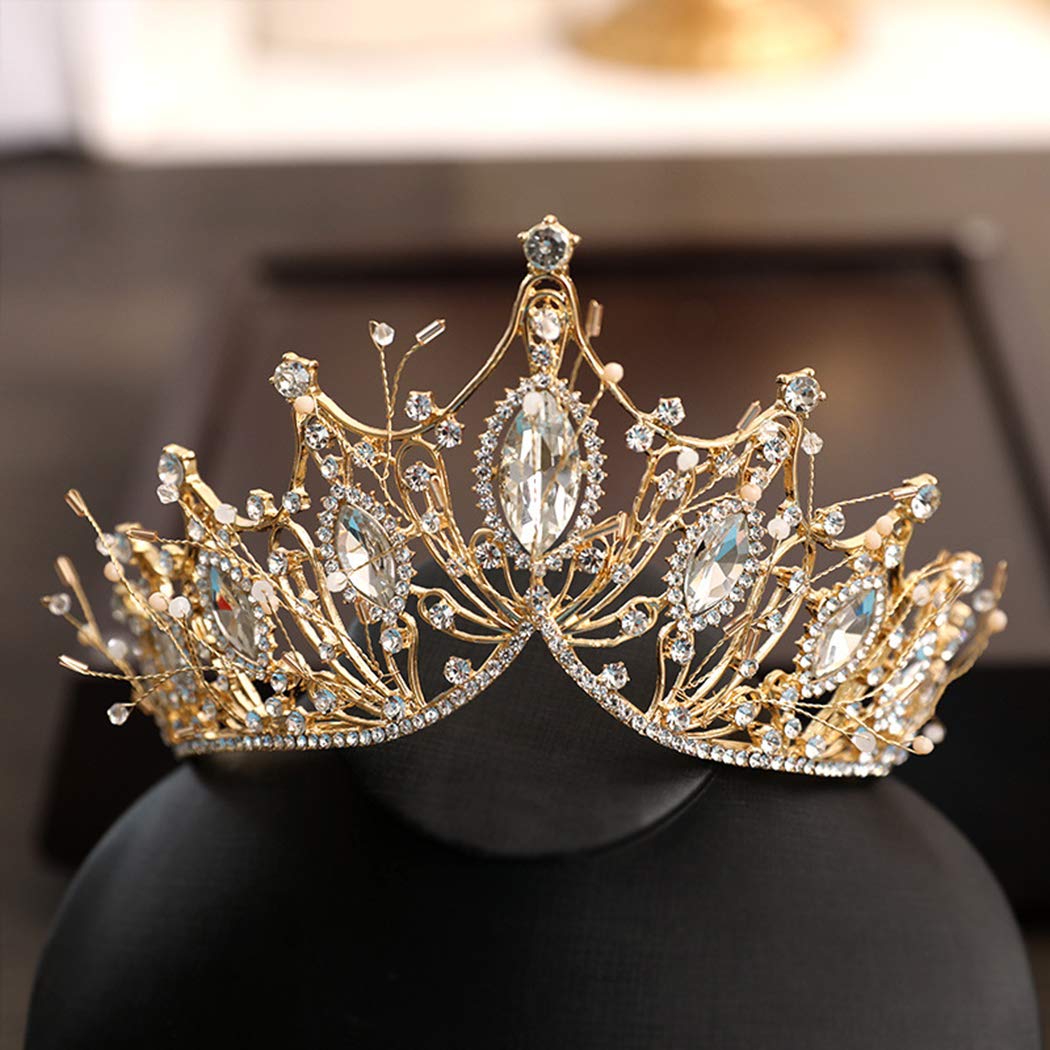 COCIDE Gold Crown for Women Baroque Queen Crown and Tiara for Girls Crystal Headband Mermaid Crown Princess Hair Accessories for