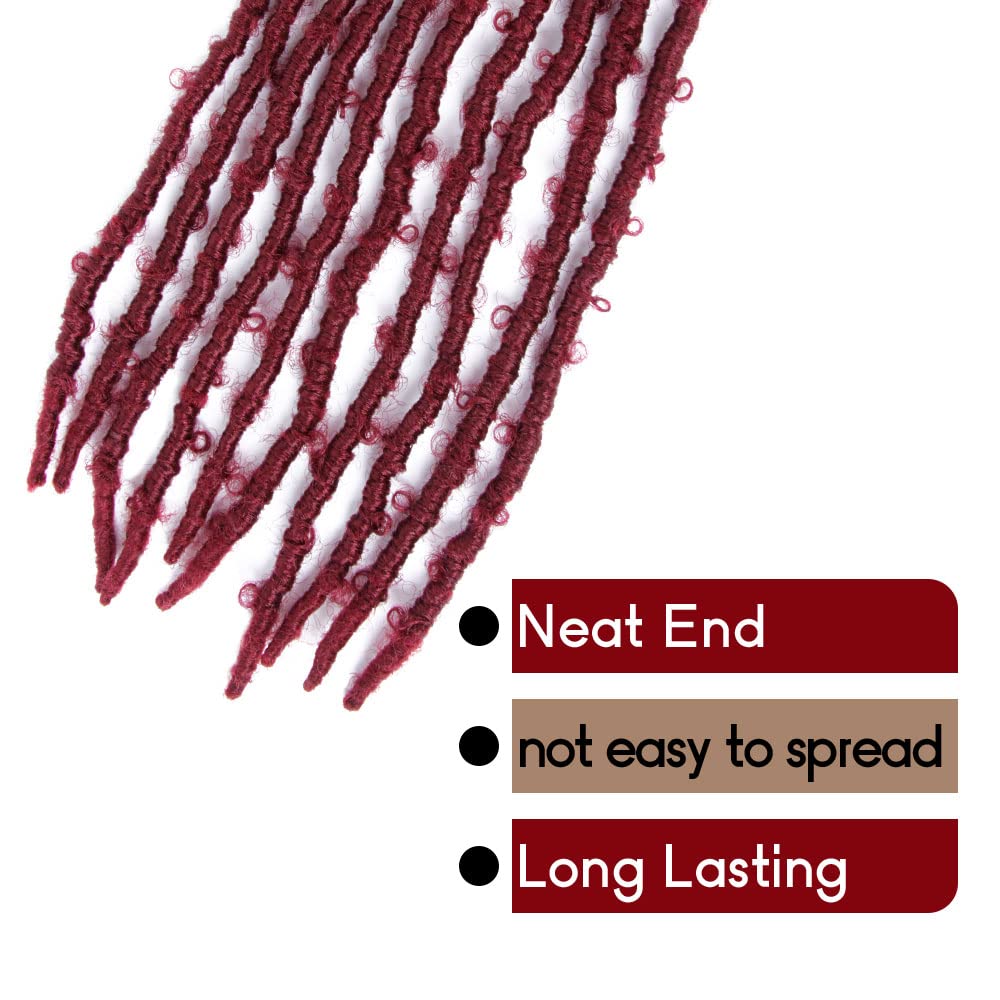 24 Inch Light Weight Butterfly Locs Crochet Hair 6 Packs Long Burgundy Distressed Butterfly Faux Locs Crochet Hair, 118#