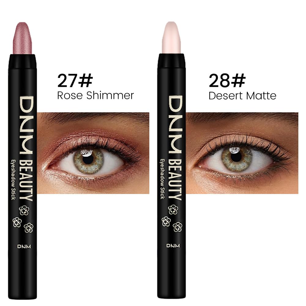 Kaely 2Pcs Cream Eyeshadow Sticks Set For Eyes Waterproof,Rose Shimmer & Desert Matte Eye Shadow Stick Pencil Pen Bulk Sombras E