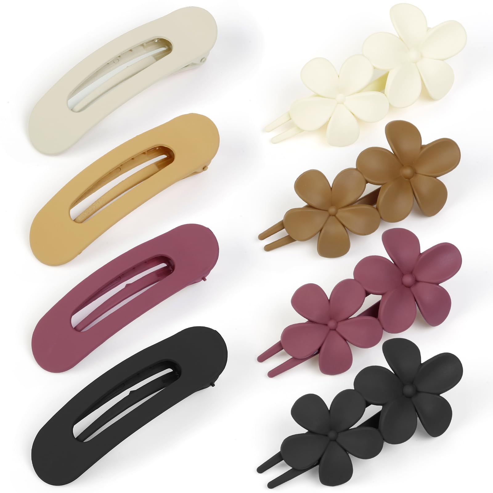 8 PCS Flat Hair Clips for Women Girls Stylish Flat Hair Clip for Thin Thick Hair Matte Flat Clips for Hair Non-slip Large Flat H