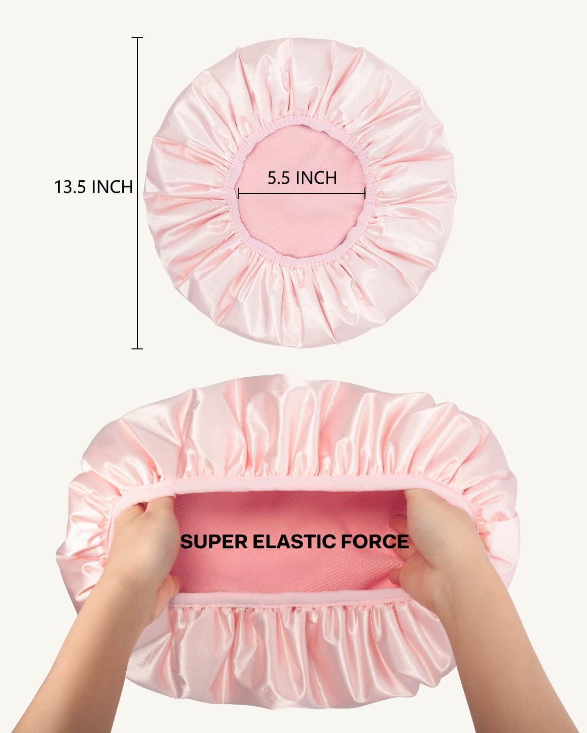 Aquior Shower Cap,Triple Layer Shower Cap For Women, Reusable Waterproof Bath Cap,Silky Satin Outer Layer Terry Lining, Extra La
