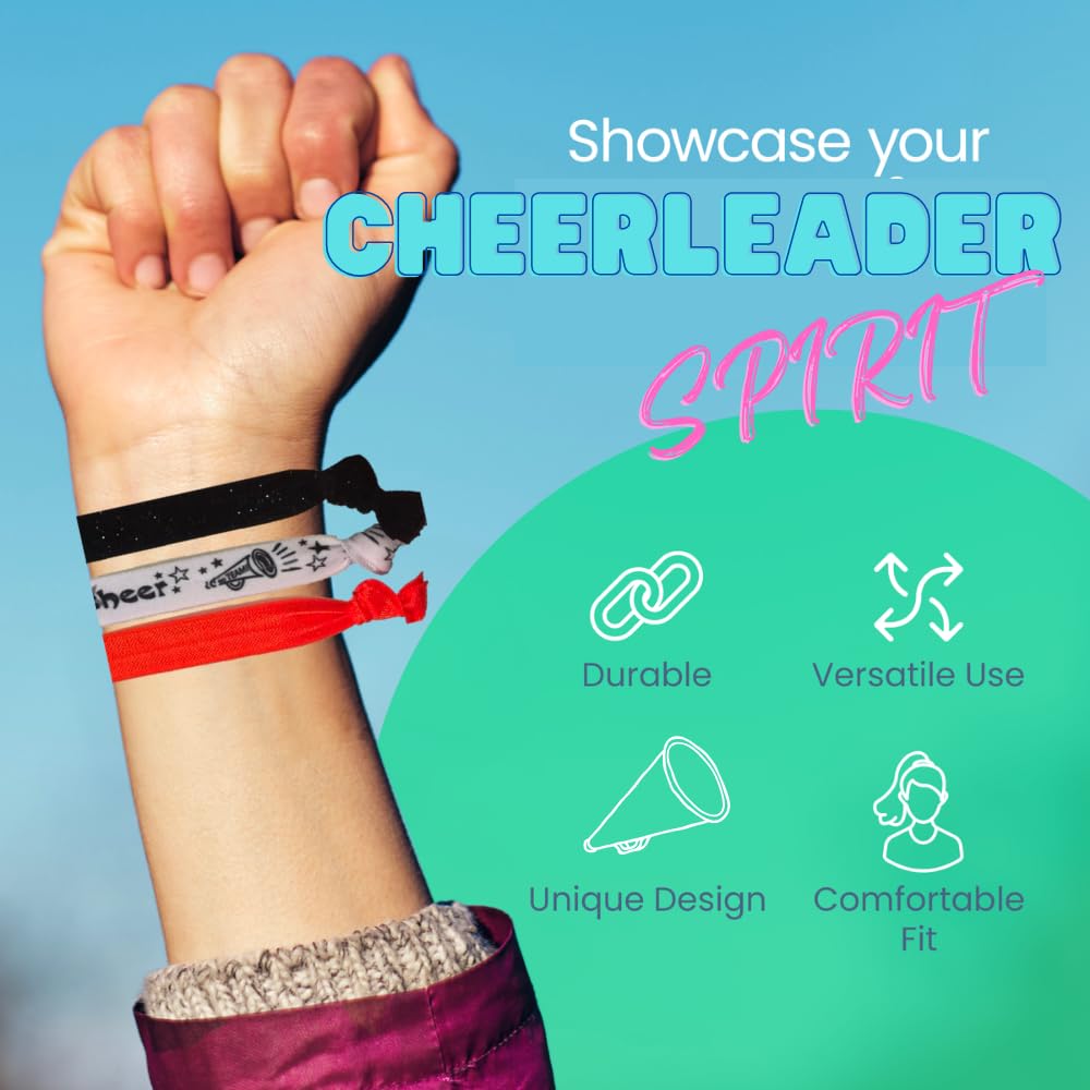 Sportybella Cheer Hair Ties (Orange)- Hair Accessories, Women, Teens & Kids. No Crease, No Tug Elastic Hair Ties Set. Ponytail H