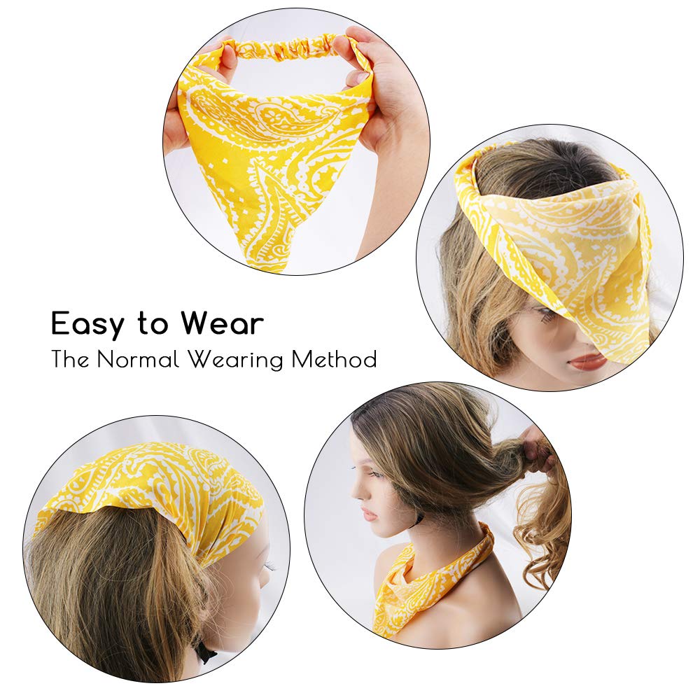 Tobatoba 5 Pcs Paisley Elastic Boho Headbands - Thin Hair Scarves, Kerchiefs, Bandanas And Head Wraps For Women