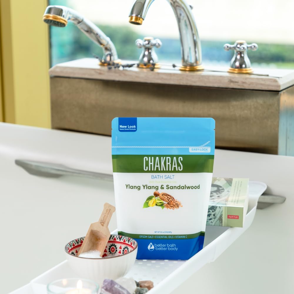 Chakras Bath Salt 32 Ounces Epsom Salt With Natural Ylang Ylang, Sandalwood, Eucalyptus, Frankincense, Chamomile And Cinnamon Es