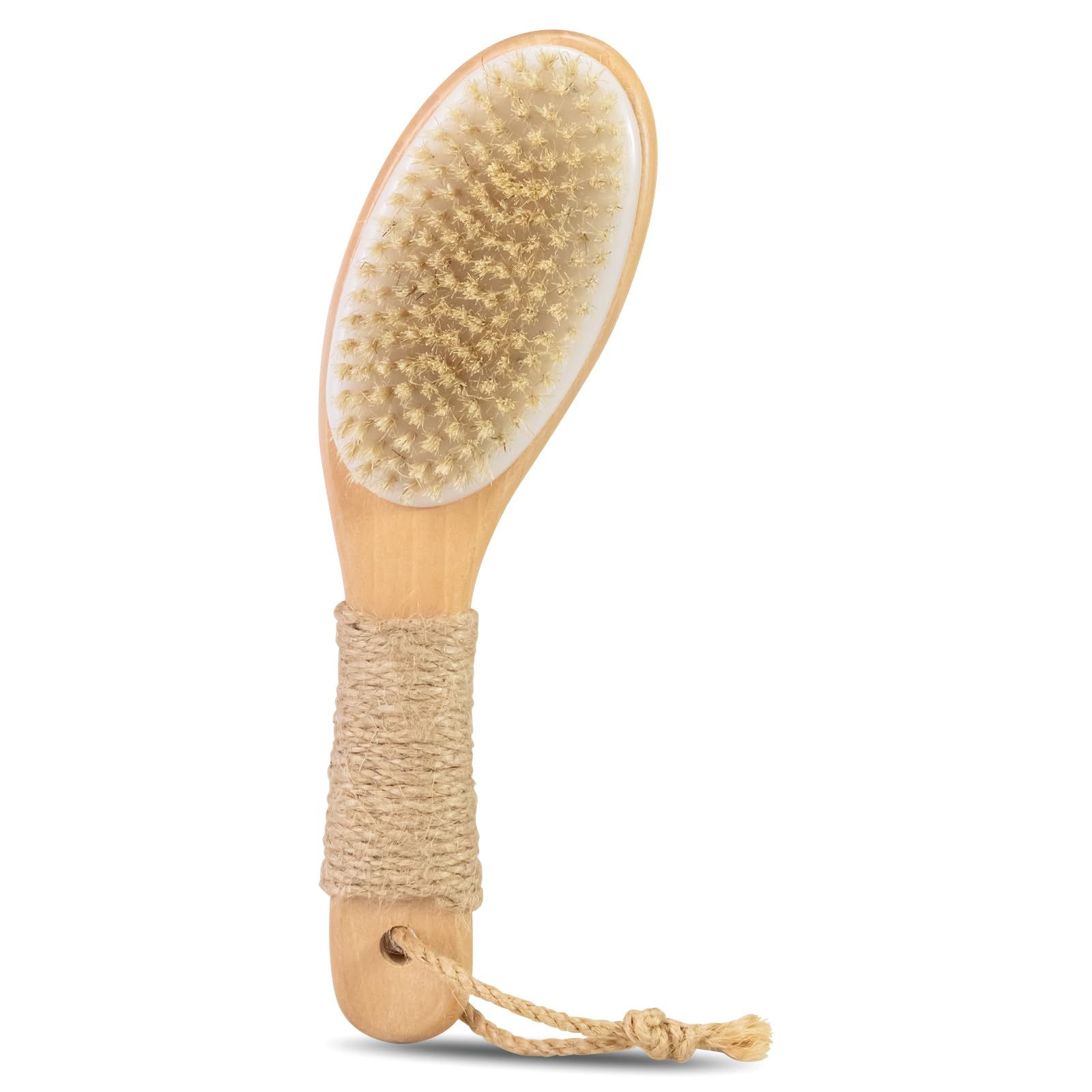 9.8 Dry Brush for Body with AntiSlip Handle,Wet&Dry Brushing Body Brush for Body,Natural Bristles,Back Scrubber Bath Tool for 