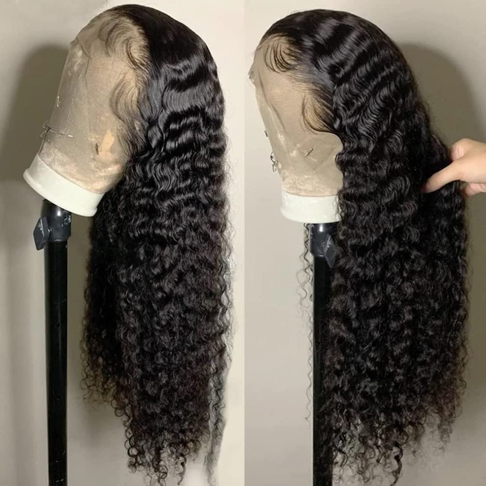 4Girl4Ever Deep Wave Lace Front Wigs Human Hair 180% Density Wet And Wavy Wigs Human Hair 13X4 Curly Lace Frontal Wigs Human Hai