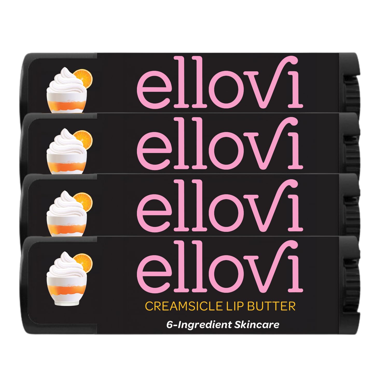 Ellovi Natural Lip Butter Lip Balm - Creamsicle - Pure Enough to Eat - Made With Just 6 Vegan Ingredients - 100% Natural & Organ