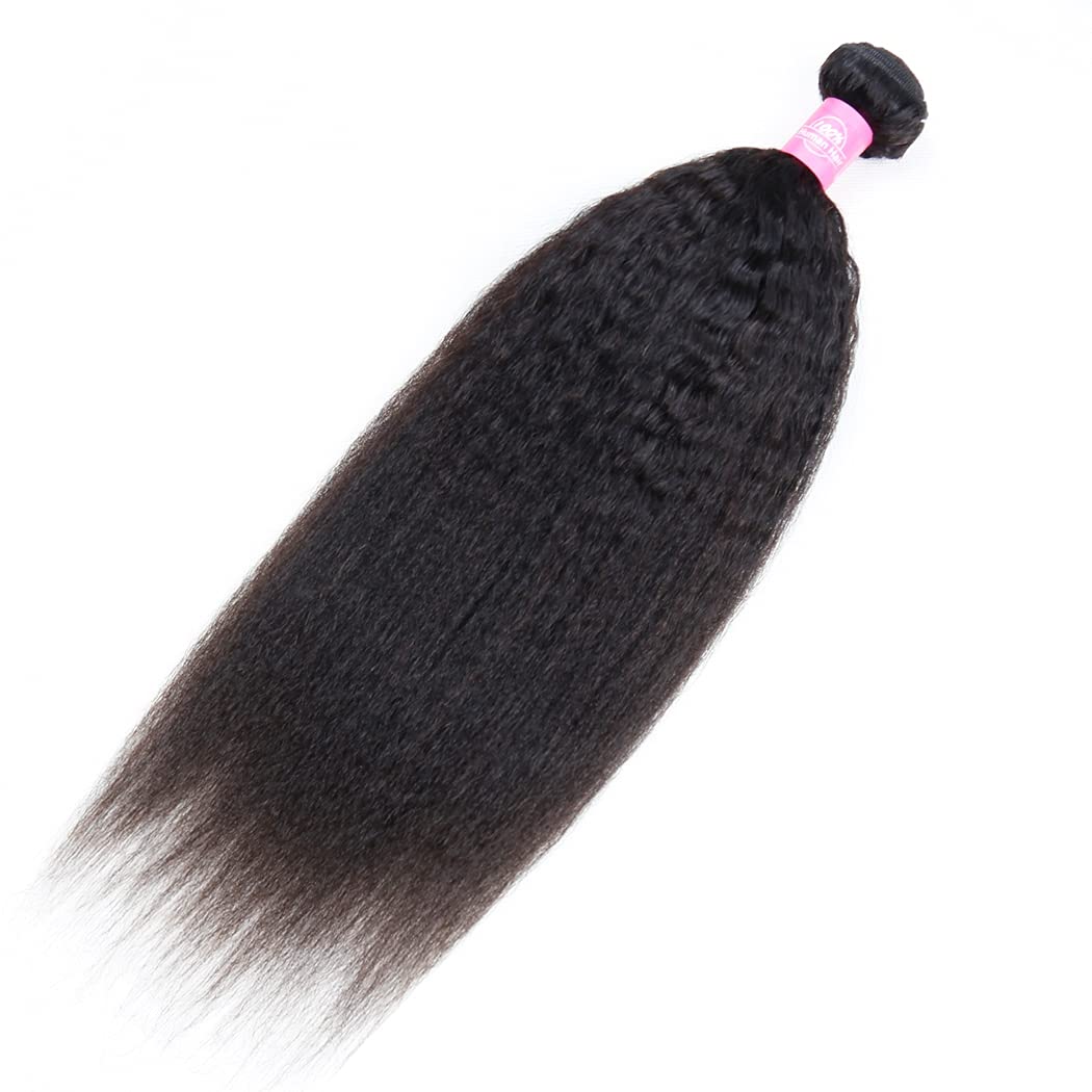 Odir Kinky Straight Human Hair Bundles 18 Inch Unprocessed 9A Brazilian Yaki Straight Virgin Hair Weave 1 Bundle Kinky Straight
