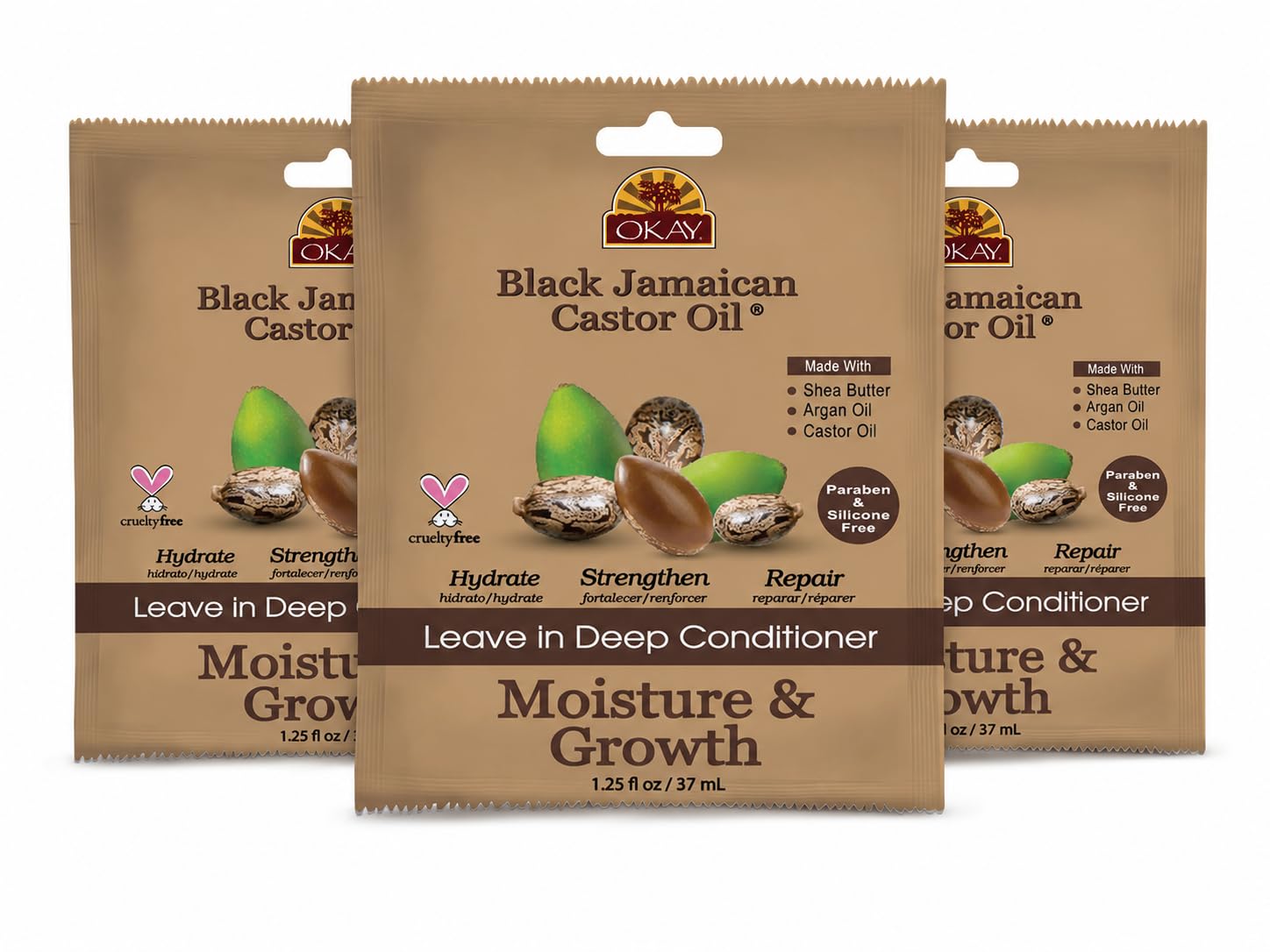 OKAY Black Jamaican Castor Oil LeaveIn Conditioner for Hair Growth, Moisture & Repair, Sulfate Free Deep Conditioner with Argan