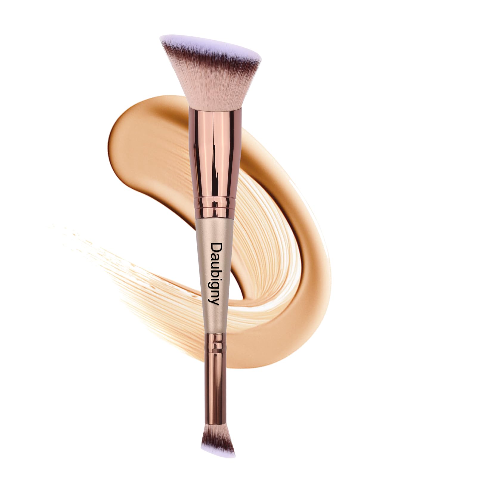 Daubigny Makeup Brushes Dual-Ended Angled Foundation Brush Concealer Brush Perfect For Any Look Premium Luxe Hair Rounded Taperd