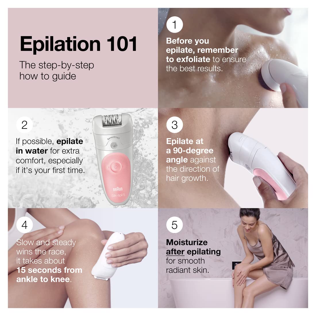 Braun Se5-895 Epilator, Hair Removal Device, Epilator For Women, Includes Shaver And Facial Cleansing Exfoliator Brush Attachmen