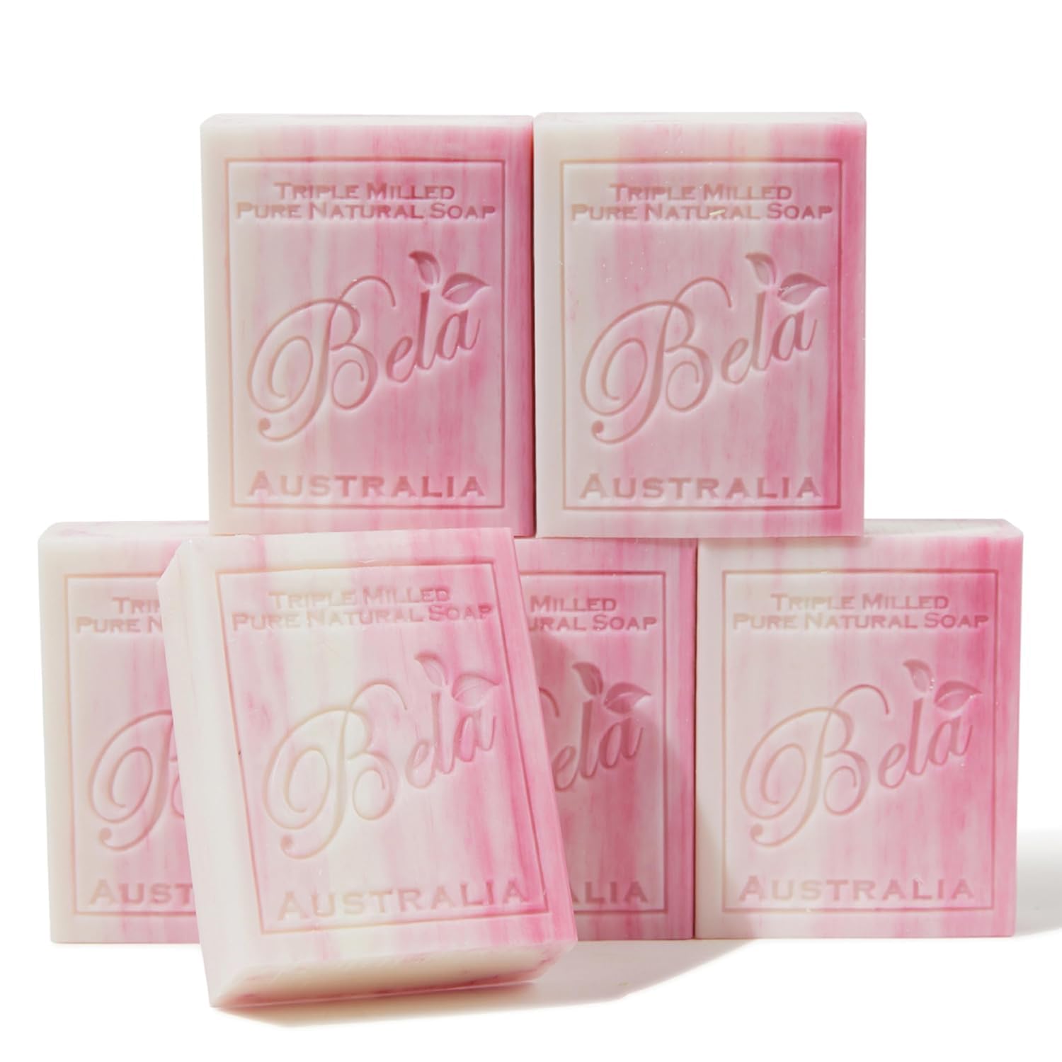 Bela Bath & Beauty, Pomegranate, Triple Milled Moisturizing Soap Bars, No Harsh Ingredients, 3.3 Oz Each - 6 Pack