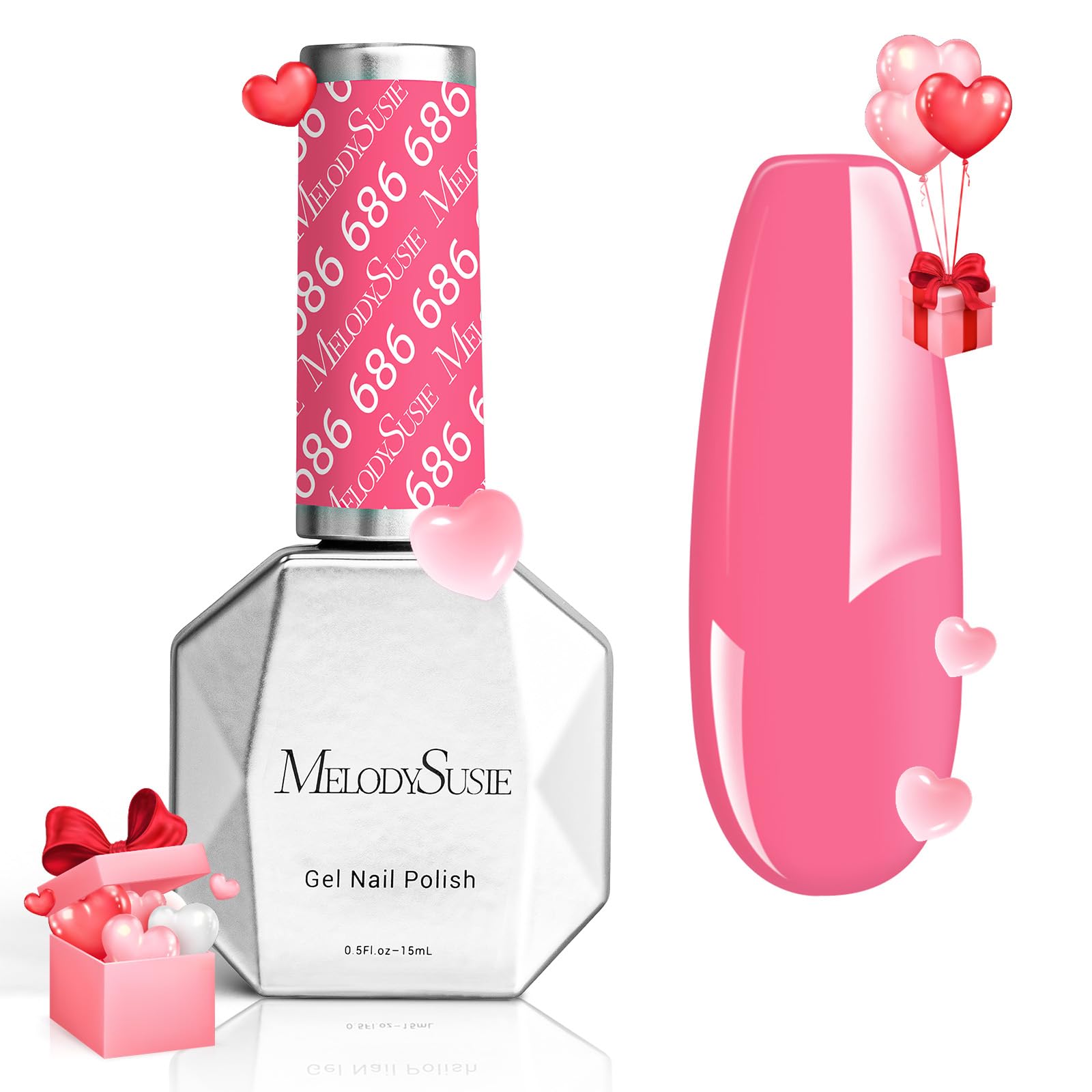 MelodySusie Thick Pink Gel Nail Polish,0.5fl oz Rose Pink Nails Soak Off UV LED Red Pink Gel Polish Christmas Gift for Women Nai