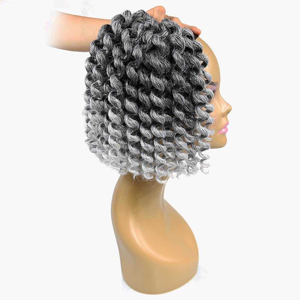 Jamaican Bounce crochet Hair Extensions 8 inch Ringlet Wand curl crochet Hair curly crochet Braids grey crochet Braiding Hair 60