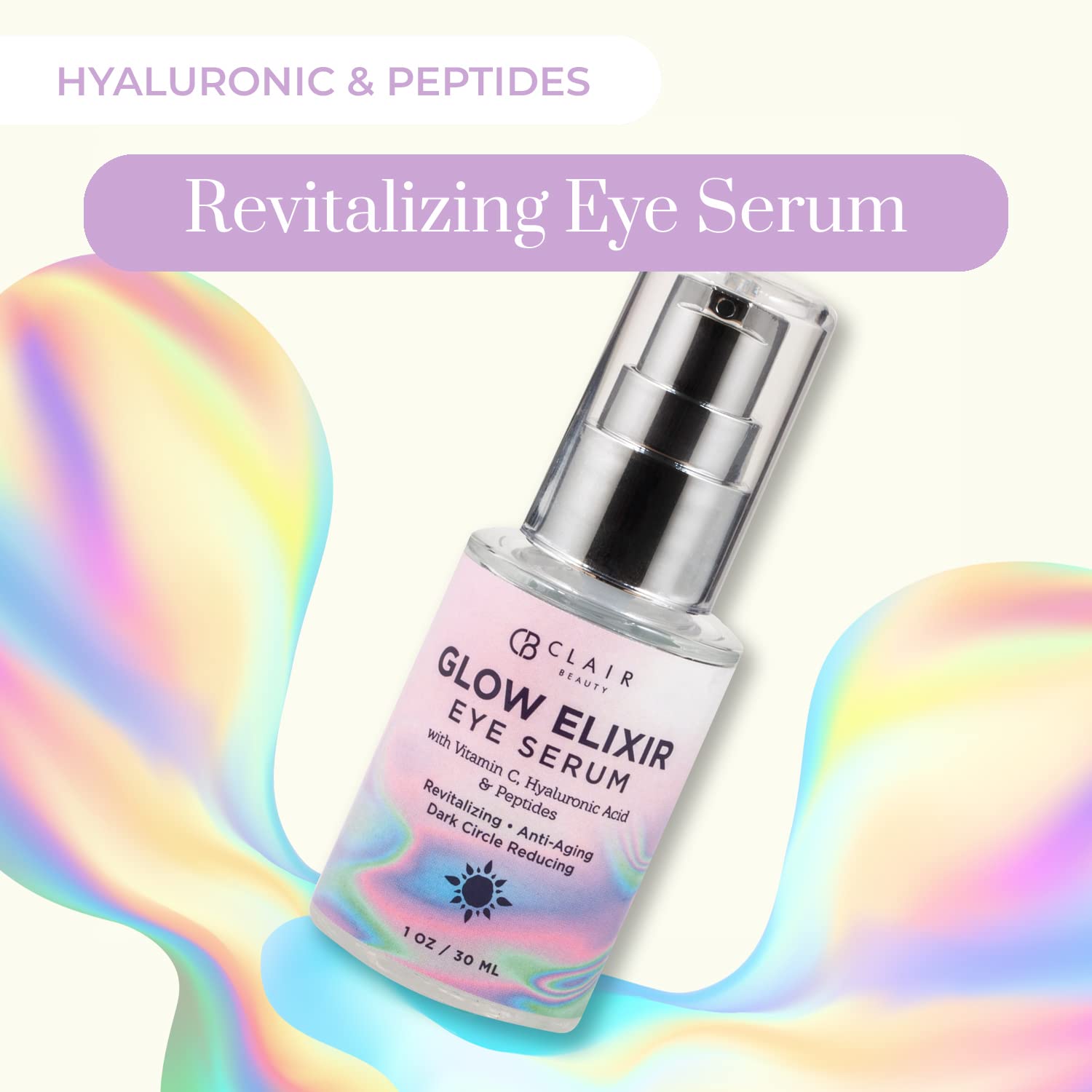 Clear Beauty Vitamin C & Hyaluronic Acid Under Eye Serum - Reduce Eye Bags, Puffiness, Dark Circles & Wrinkles, Lifting Eye Seru