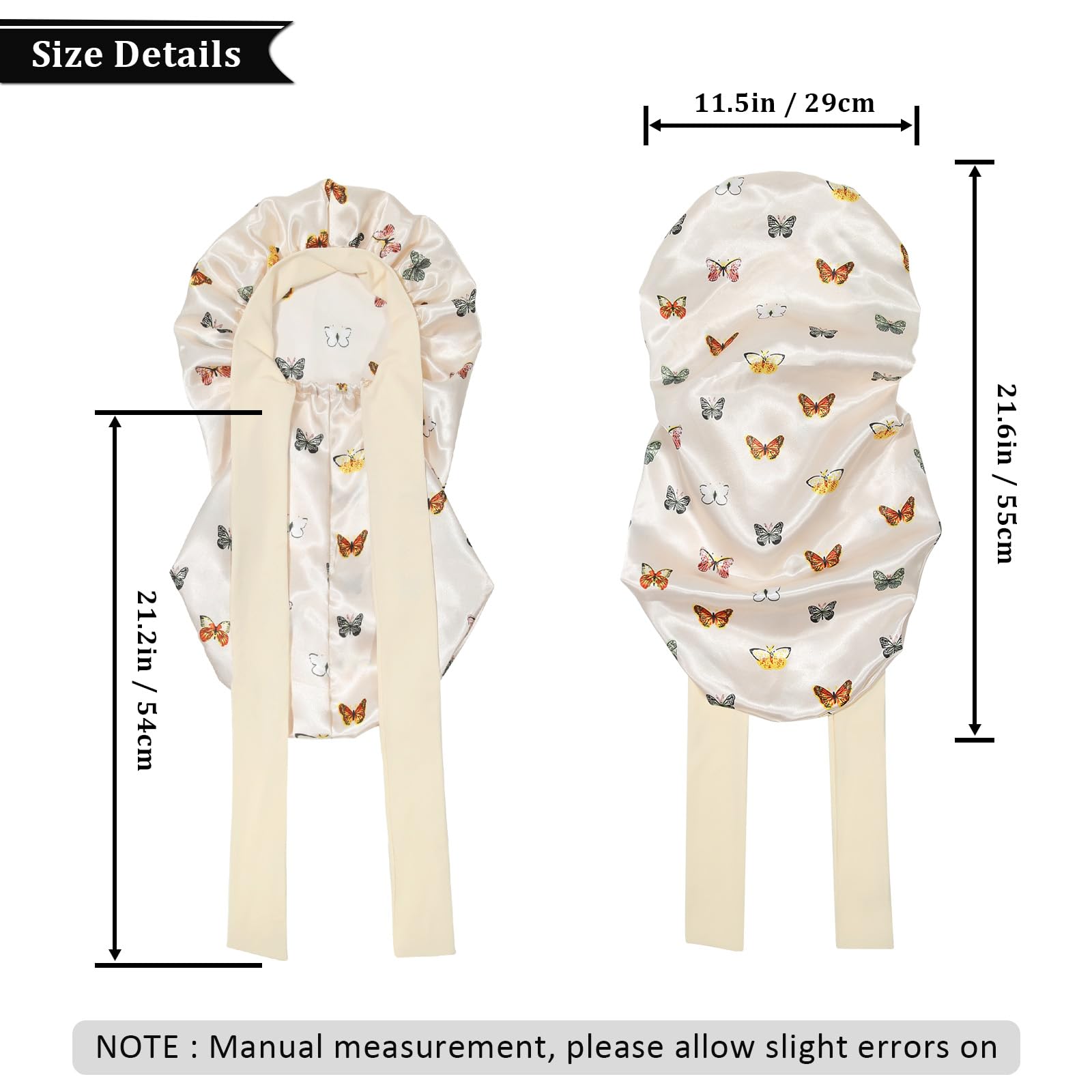 Awaytr Long Toddler Silk Bonnet For Sleeping Elastic Satin Bonnets For Curly Hair Braid Bonnet Night Cap For Aged 3-12 Kids (But