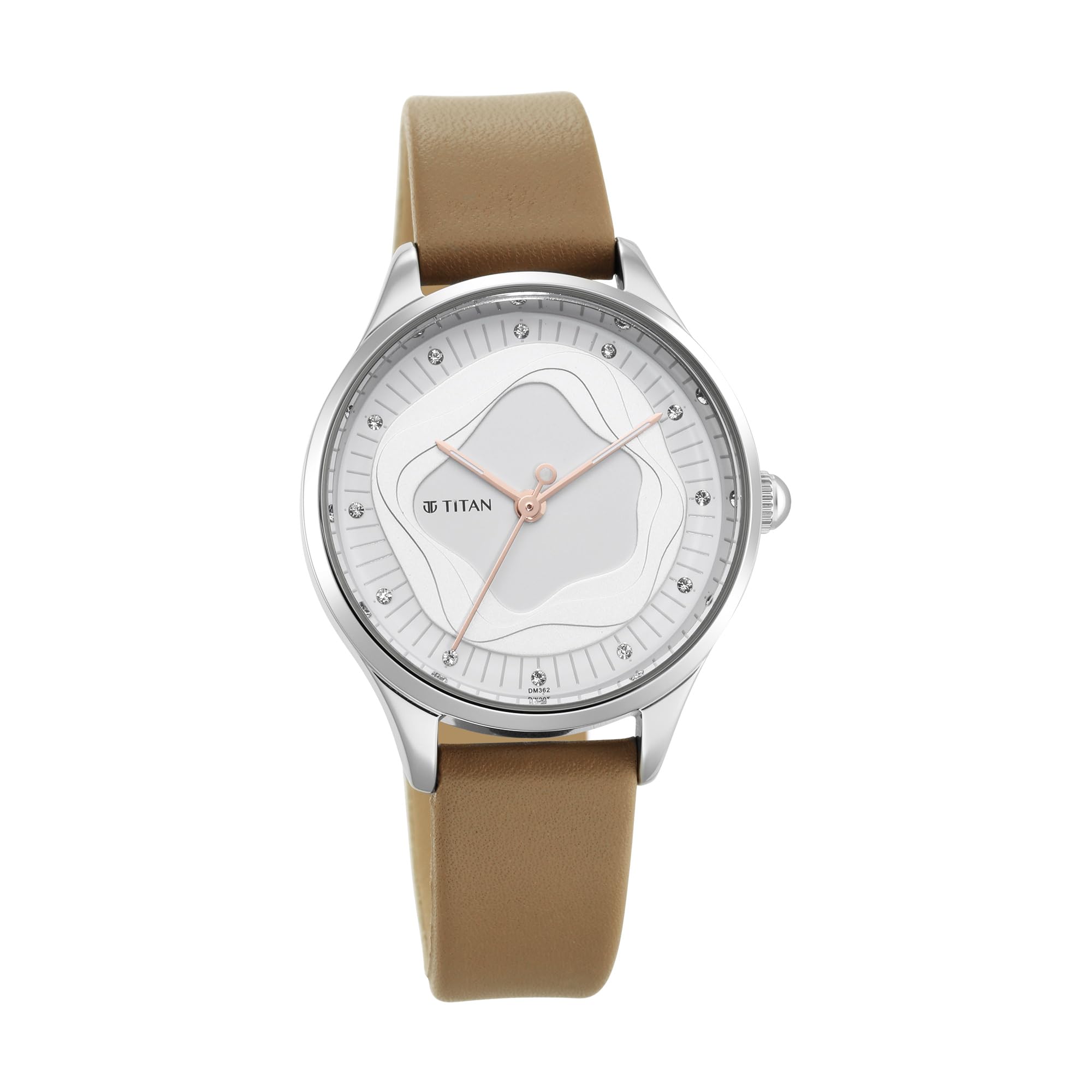 Titan WomenS Wander White Dial Leather Strap Watch, Strap